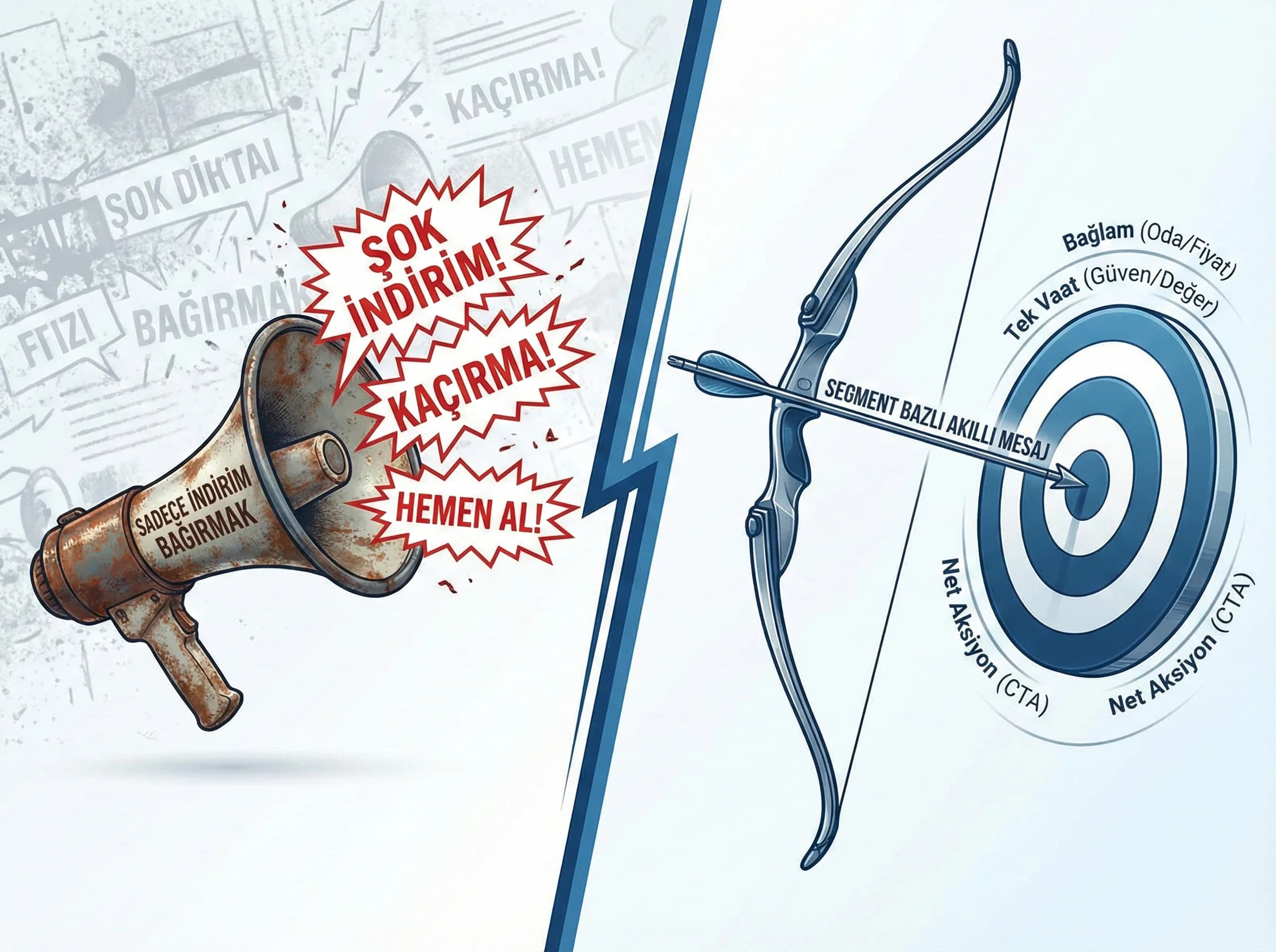 Remarketing mesaj stratejisini ayıran otel bölüm görseli