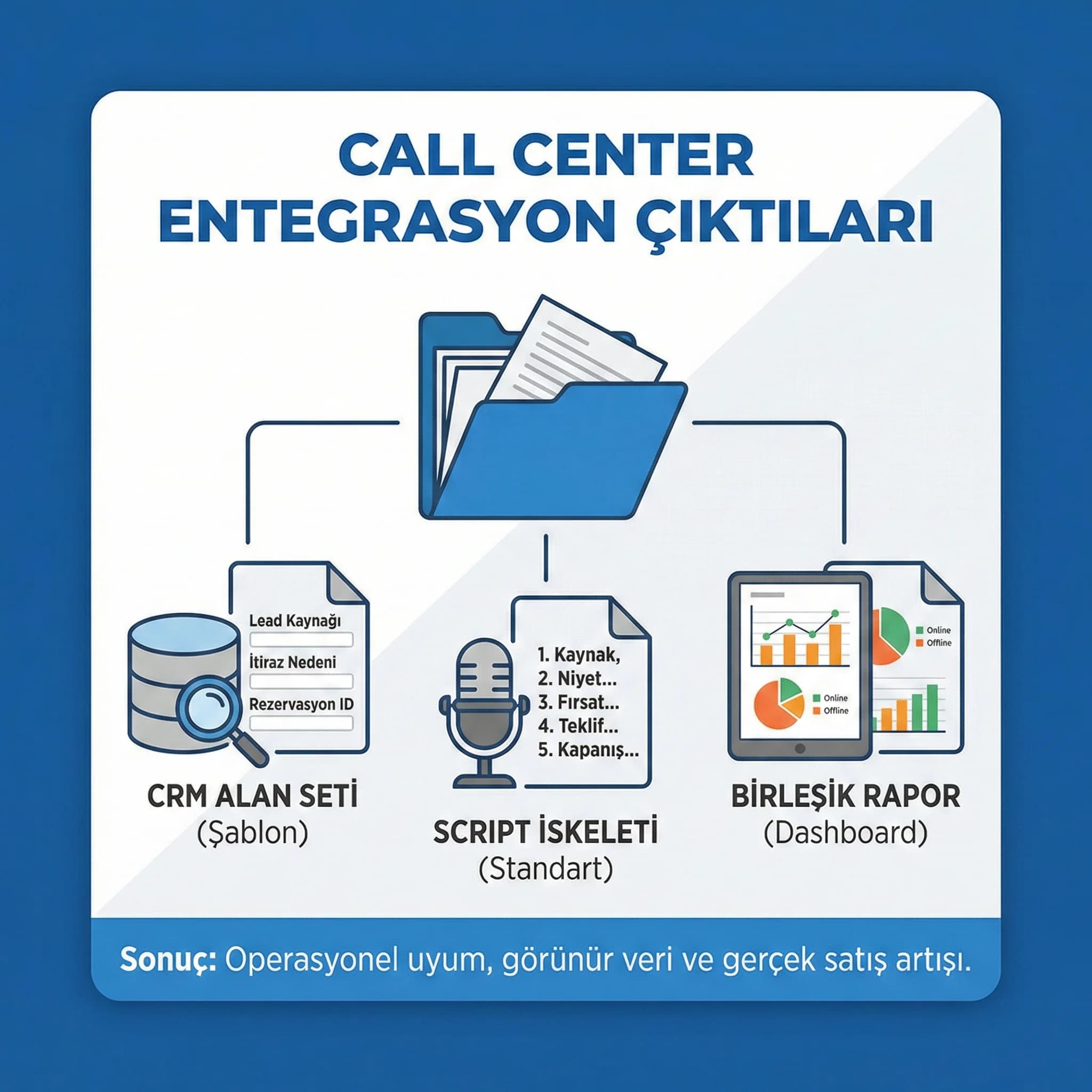 CRM alan seti script ve rapor çıktılarıyla güven unsurlarını gösteren otel proof kartı