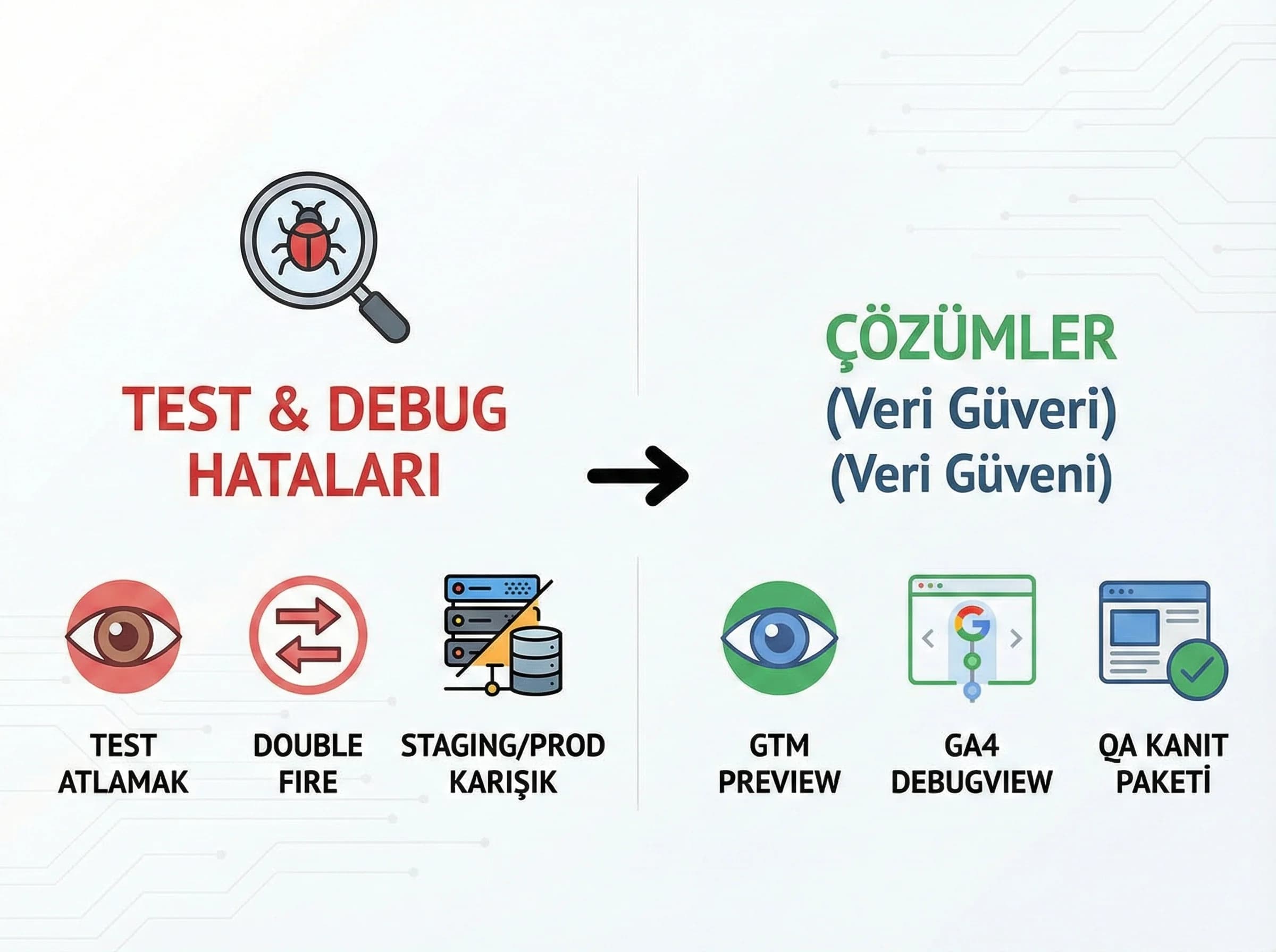 Test debug ve QA hatalarını otel projesinde ayıran görsel