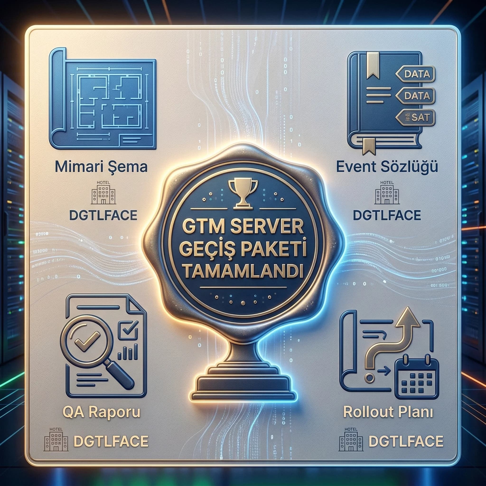 GTM server geçiş deliverables paketini otel projesi için özetleyen proof kartı