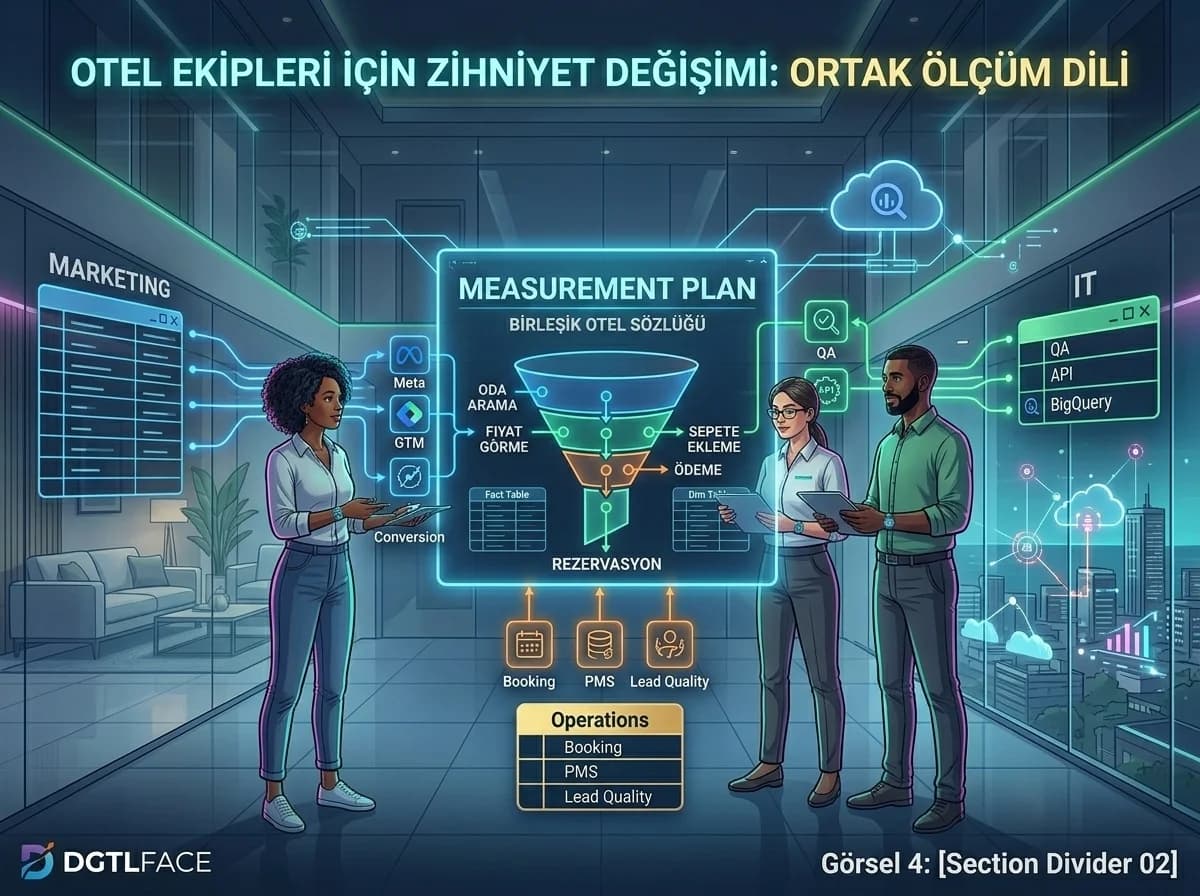 Zihniyet değişimi ve ekip hizasını otel analitiğinde ayıran bölüm görseli