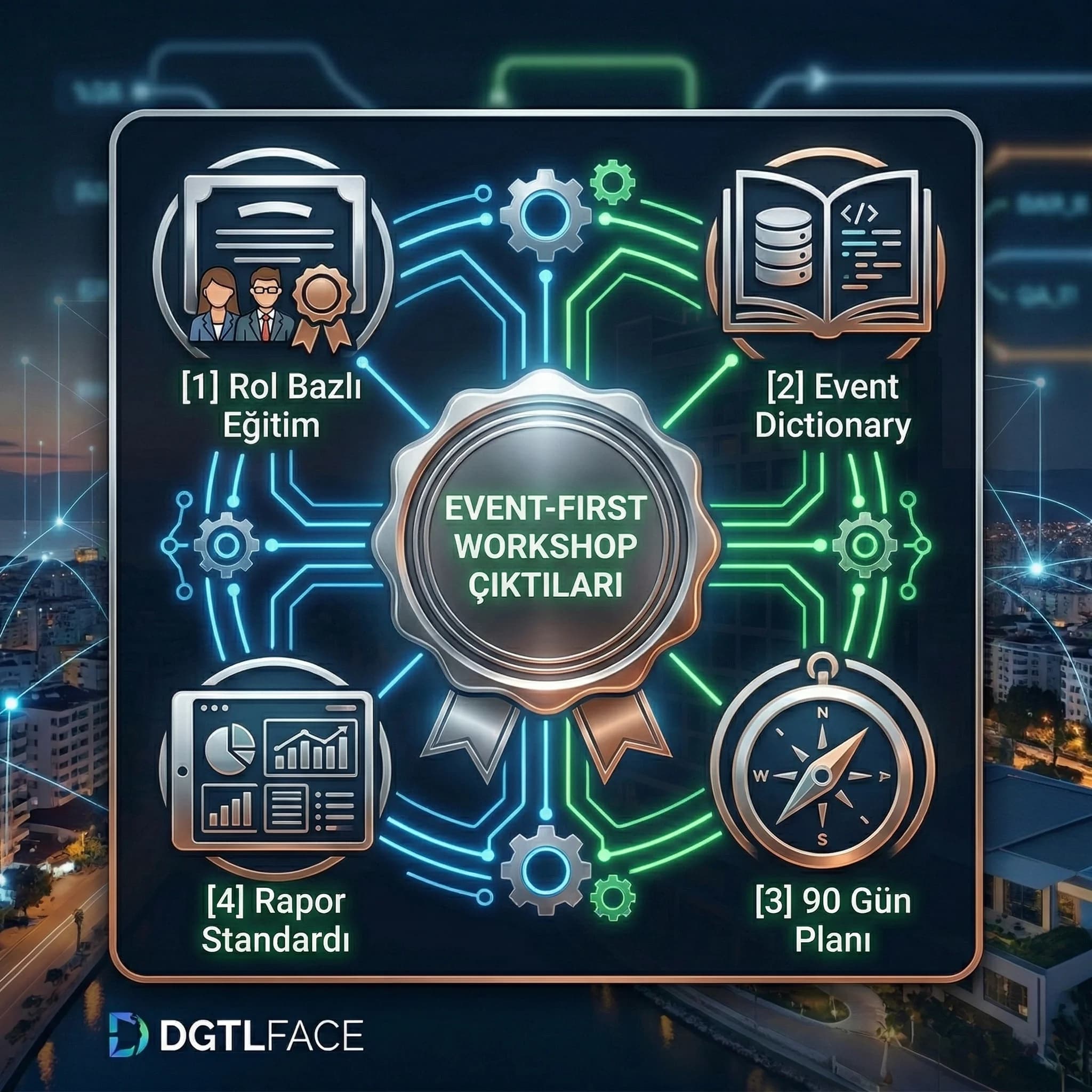 Workshop çıktıları ve ölçüm kültürü deliverables paketini otel için özetleyen kart