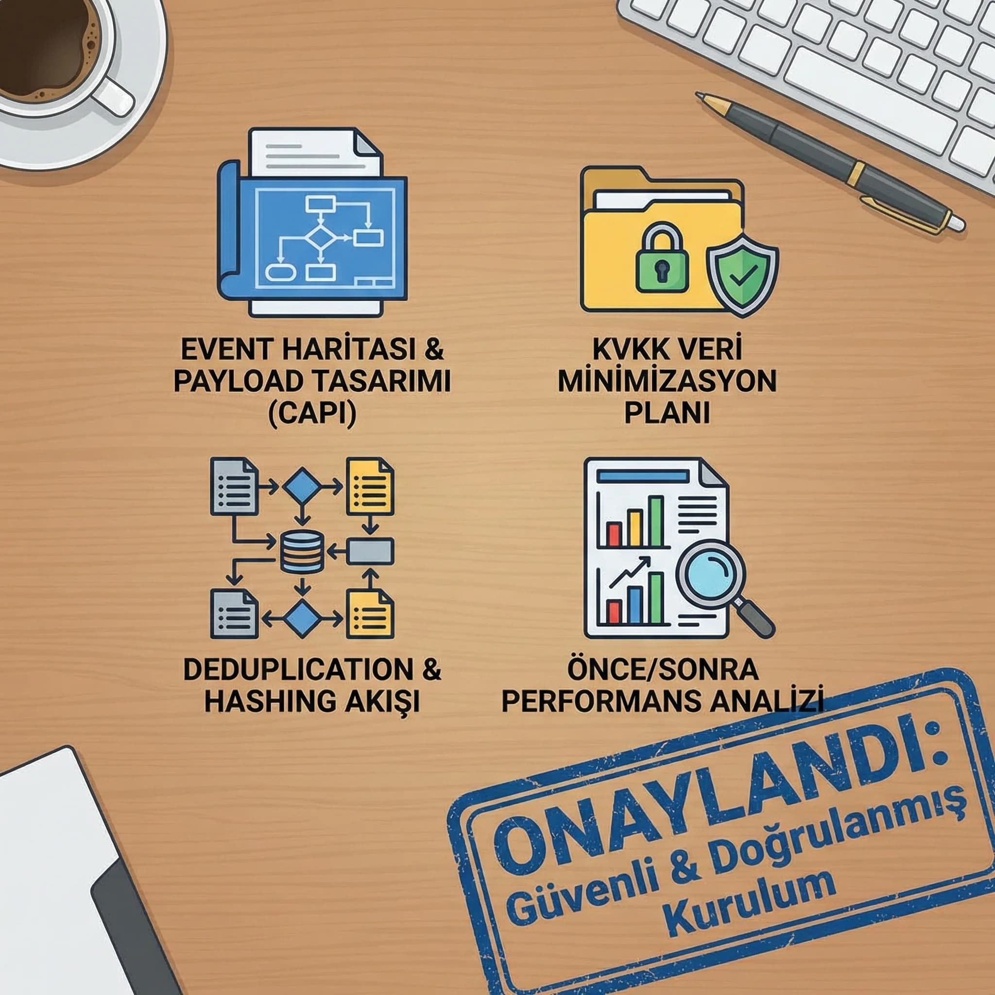 CAPI ve enhanced conversions kurulum çıktıları ve test kanıtlarını otel için özetleyen kart