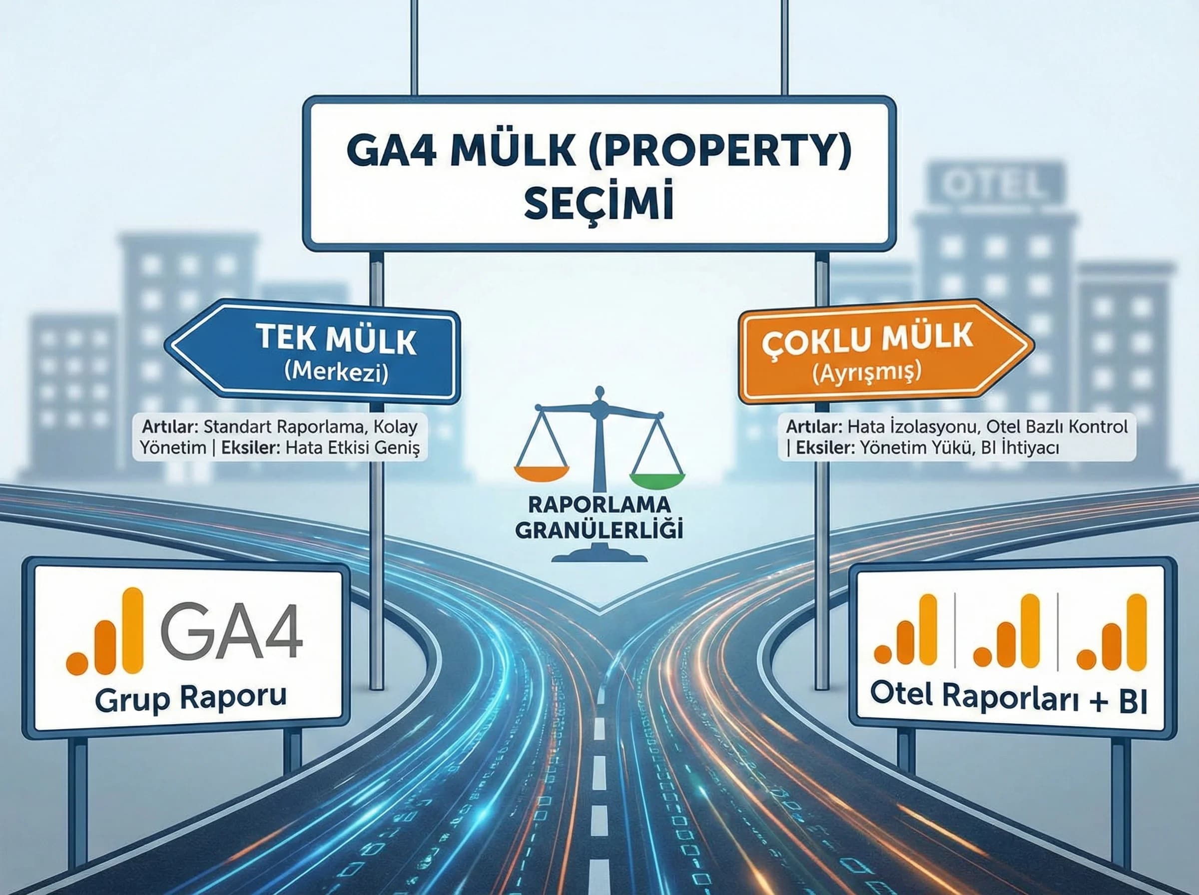 GA4 mülk seçimini multi-property otel yapısında ayıran bölüm görseli