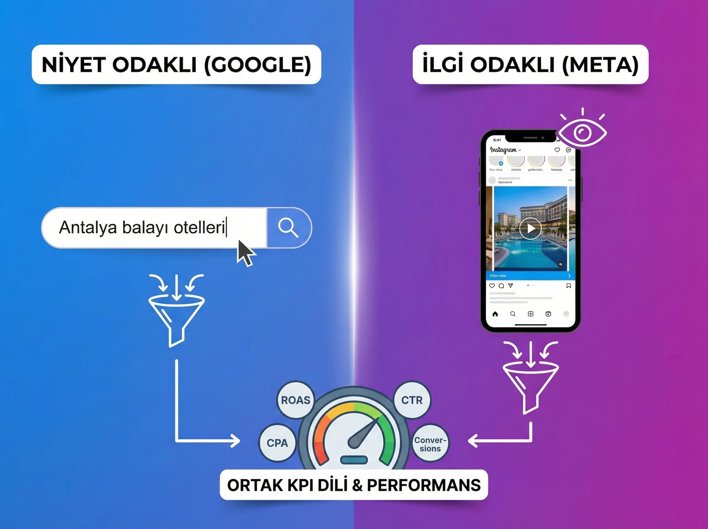 Google Ads ve Meta rapor mantığı, otel kampanyalarında ölçüm perspektifi