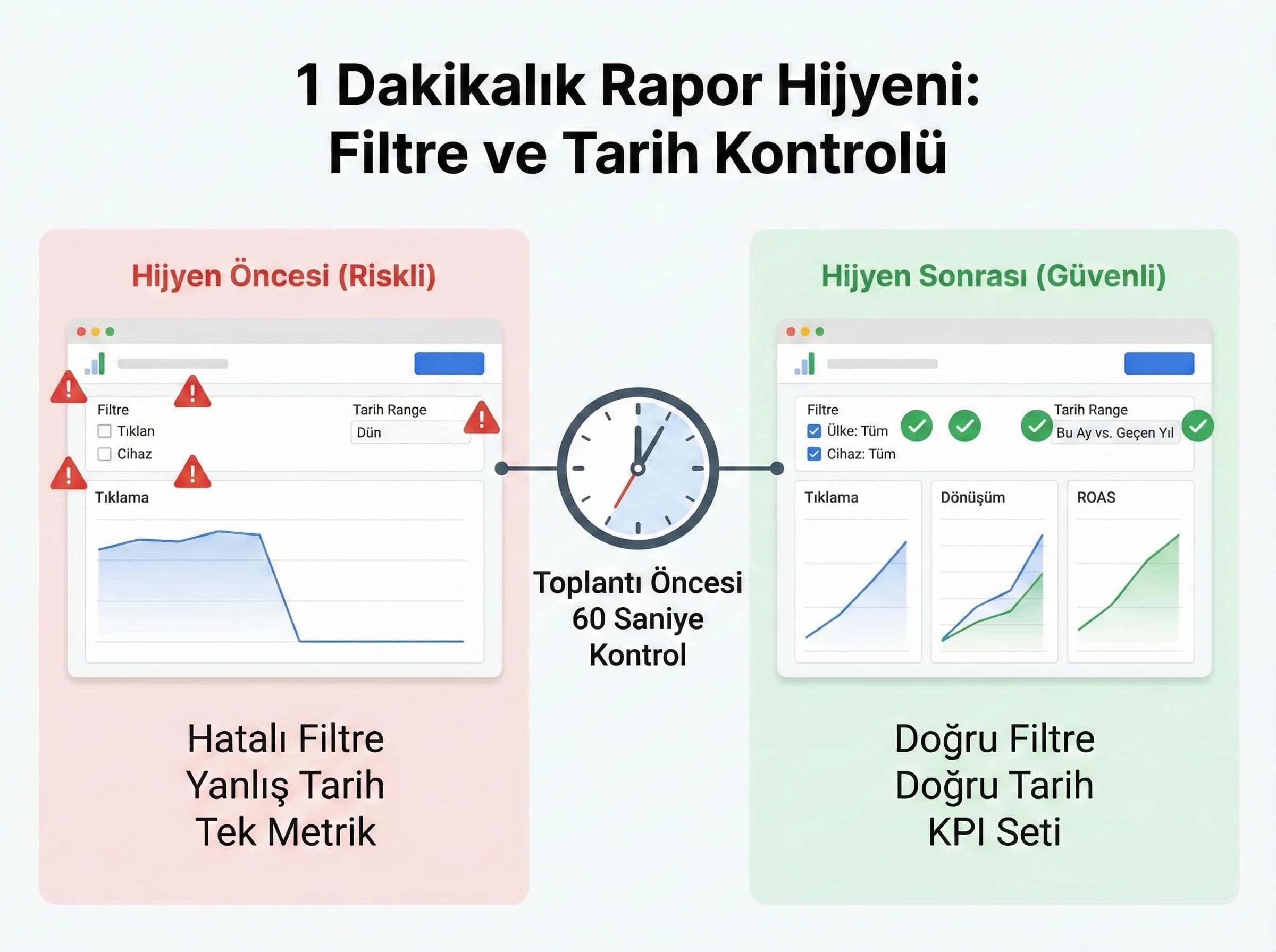 Rapor hijyeni, otel reklam raporunda filtre ve tarih hatasını önler