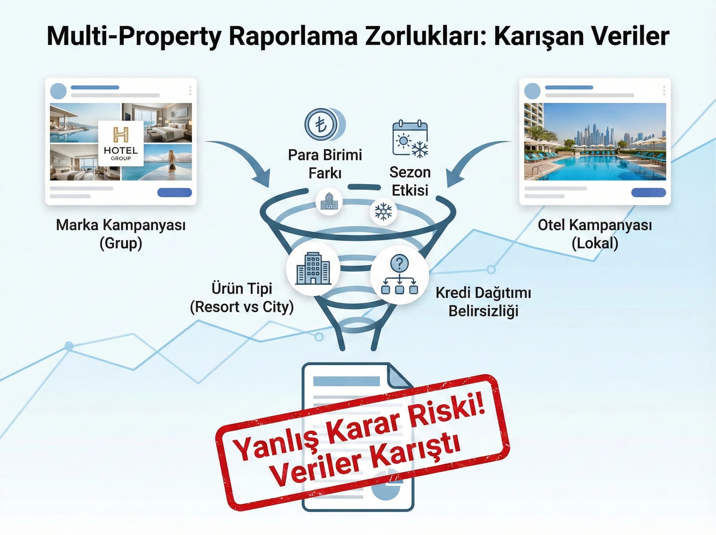 Raporlama zorlukları, zincir otelde KPI seviyelerini ayırmayı gerektirir