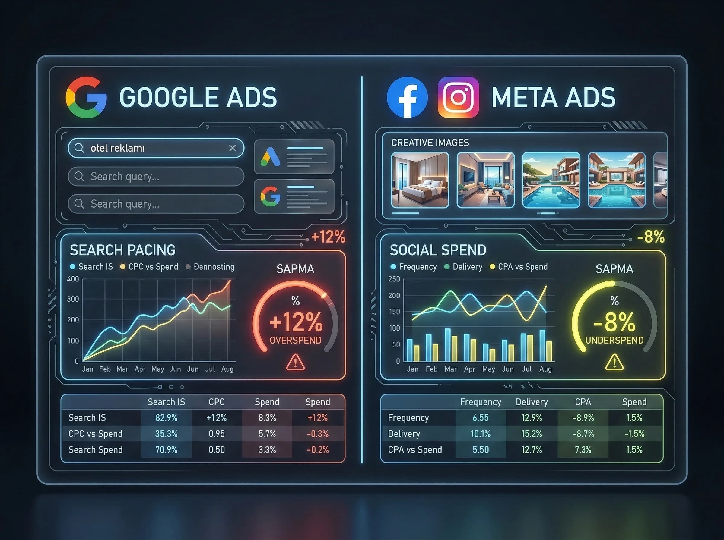 Kanal bazlı pacing okuması, otel bütçe kontrolünü daha doğru yapar