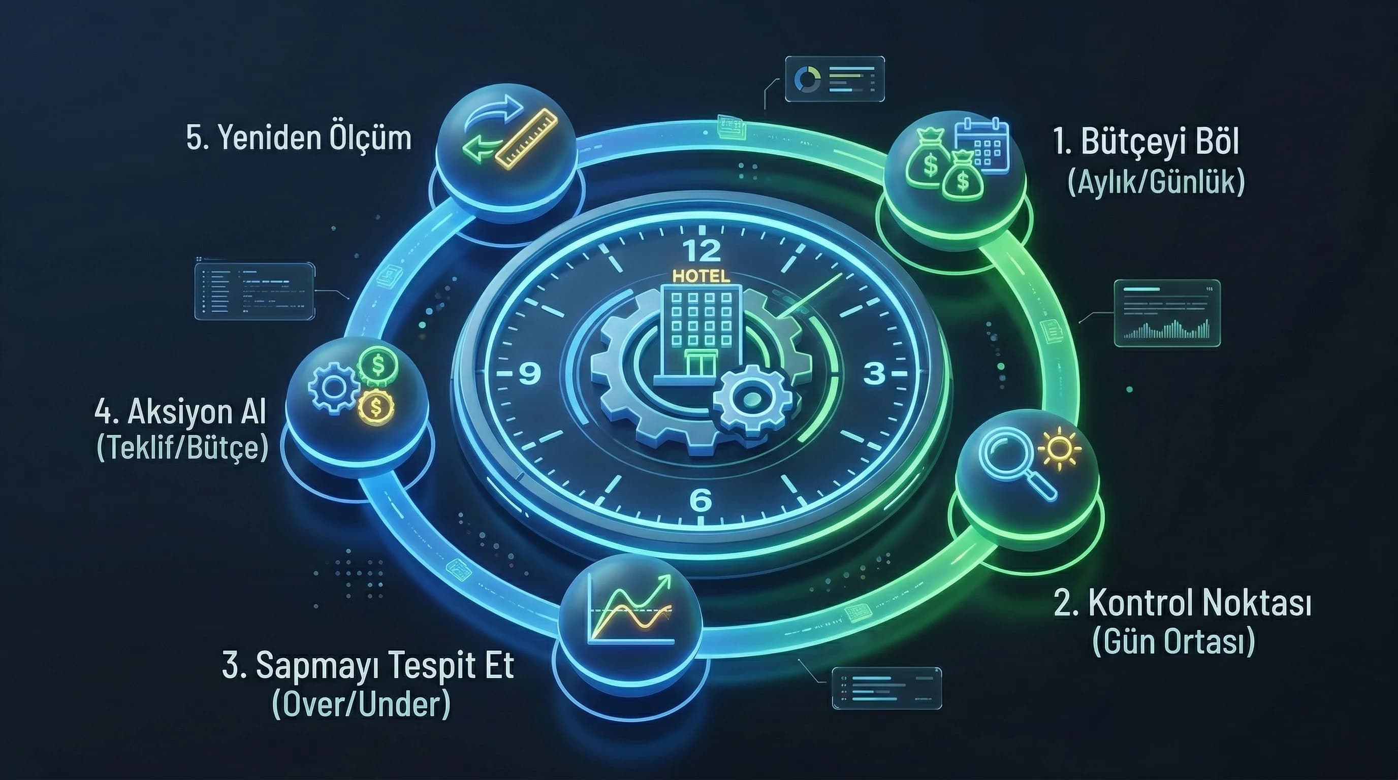 Günlük haftalık pacing akışı, otel reklam bütçesinde kontrol noktalarını tanımlar