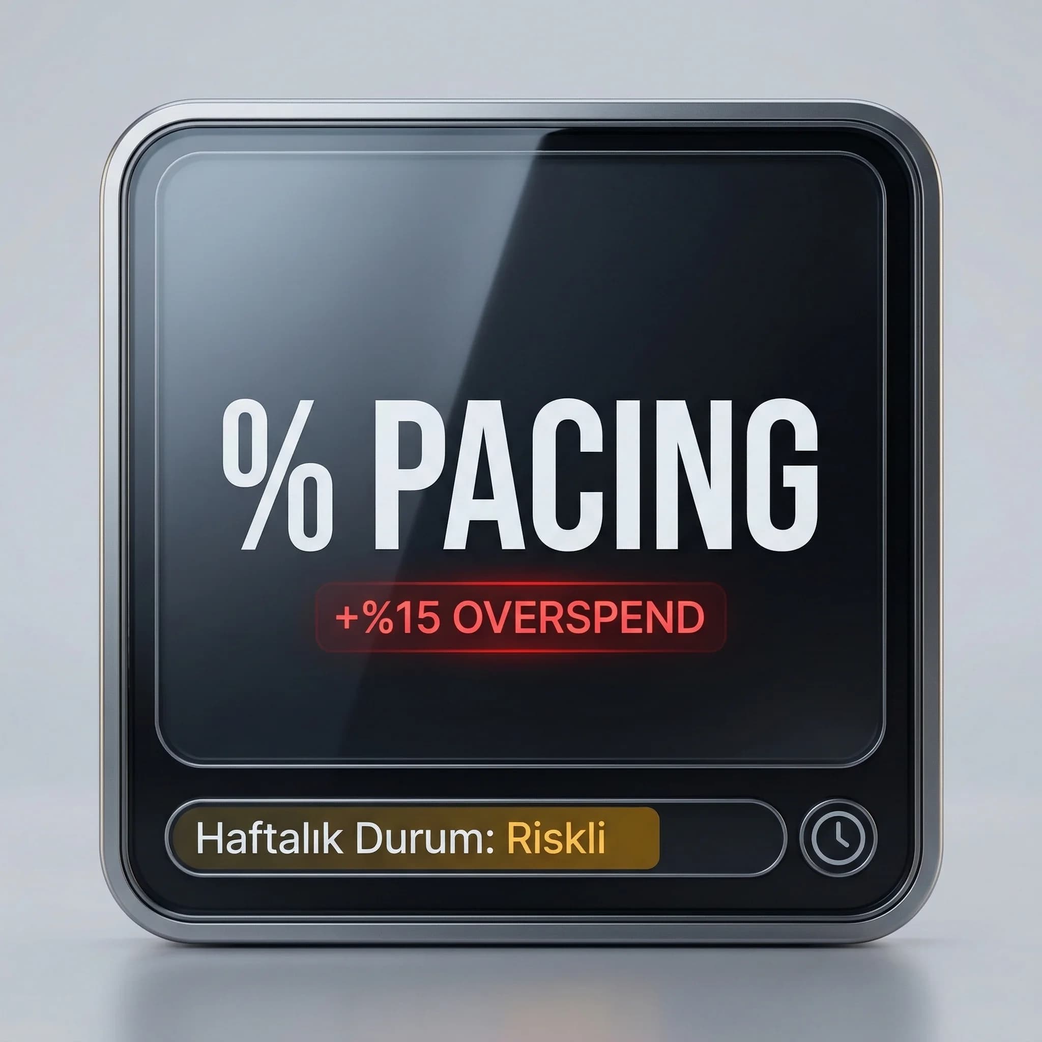 Pacing KPI kartı, otel reklam harcamasındaki sapmayı hızlı özetler