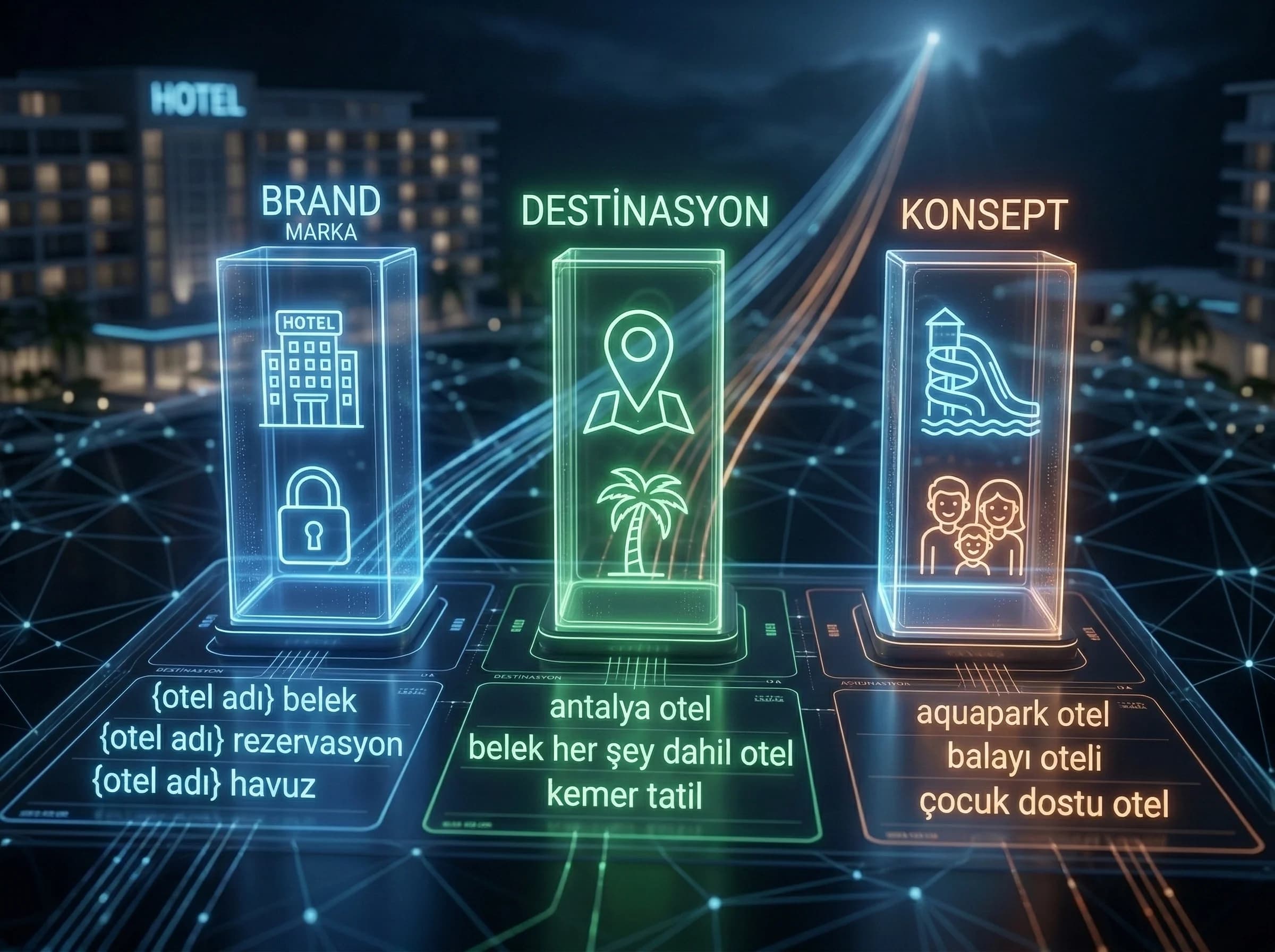 Sorgu türleri, otel reklamlarında brand destinasyon konsept niyetini ayırır