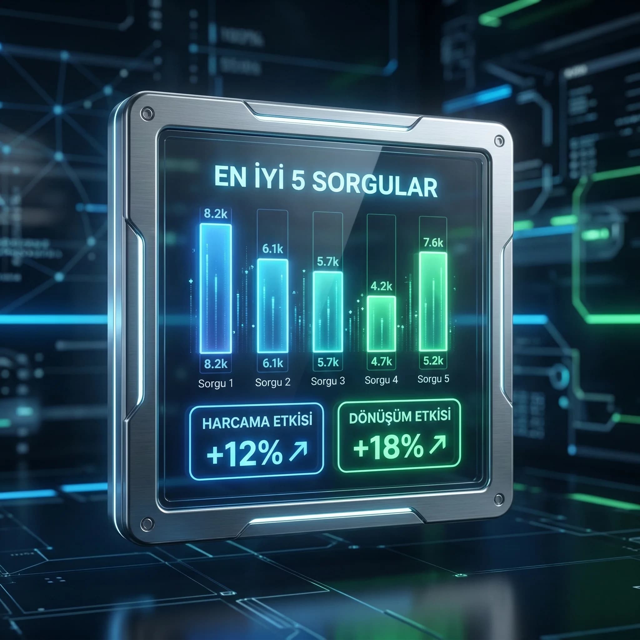 Query KPI kartı, otel sorgularının maliyet ve dönüşüm etkisini özetler
