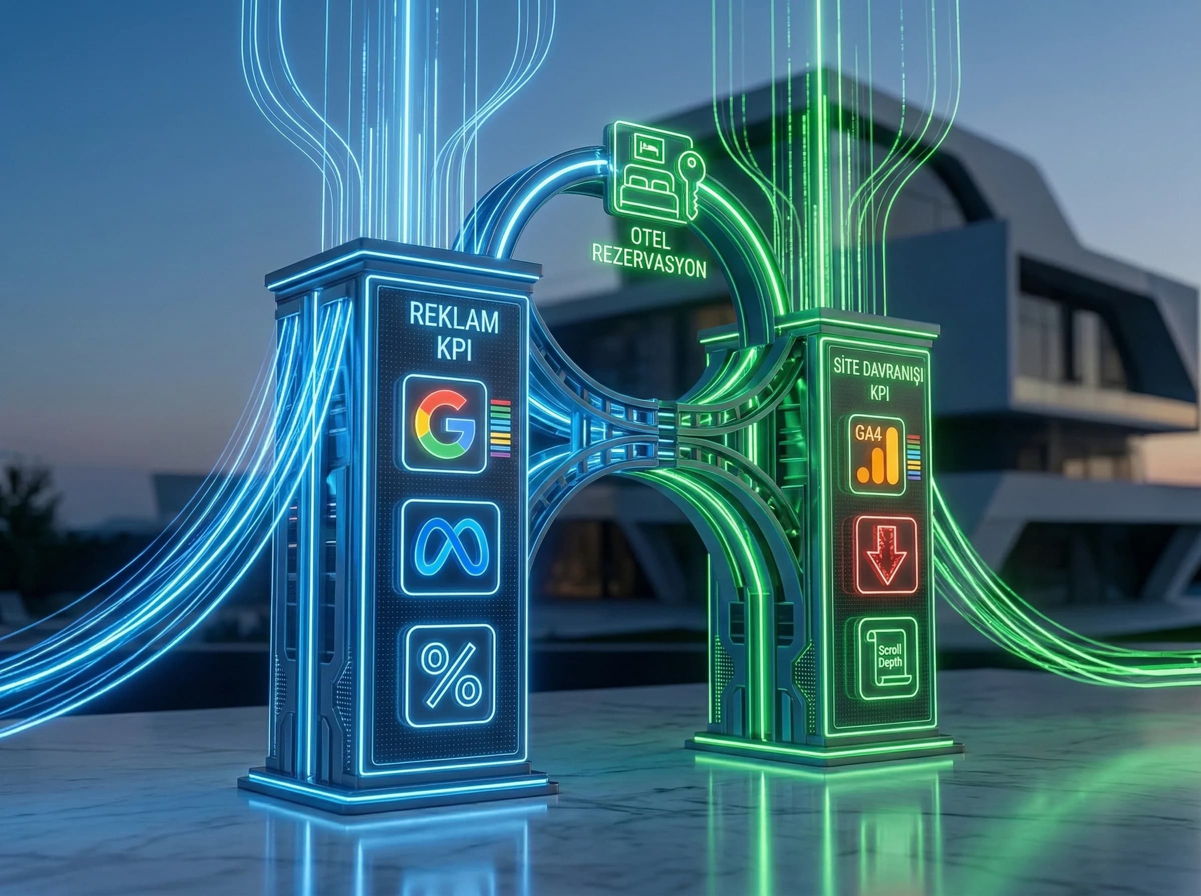  Reklam KPI ve site davranışı, otel dönüşüm yolunun iki yarısını bağlar