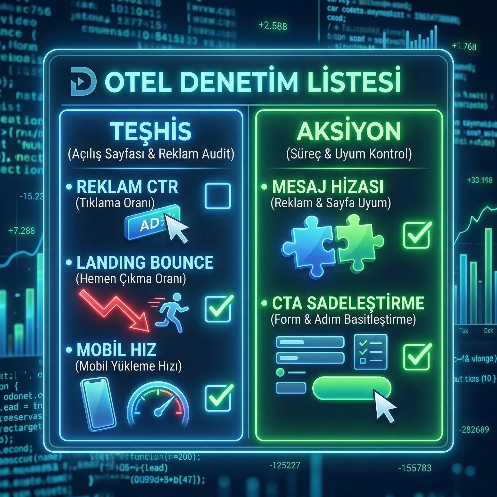 Landing ads audit checklist’i, otel kampanya sayfa uyumsuzluğunu yakalar