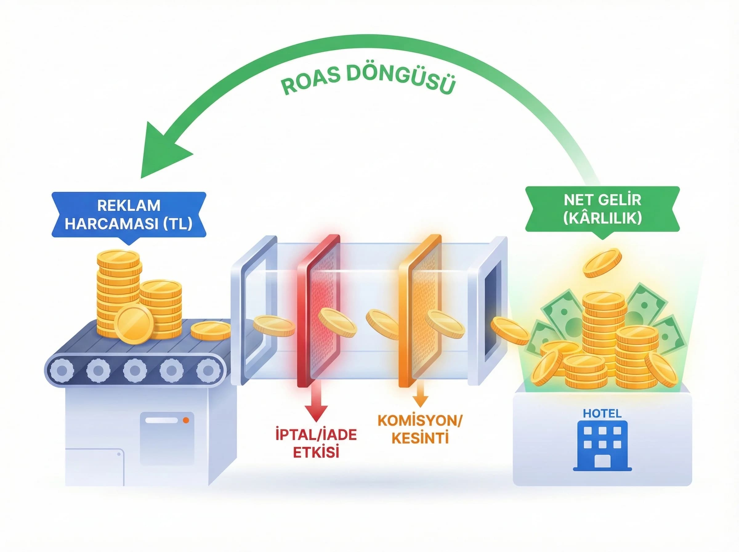 ROAS kavramı, otel reklam performansını gelir odaklı okumayı başlatır