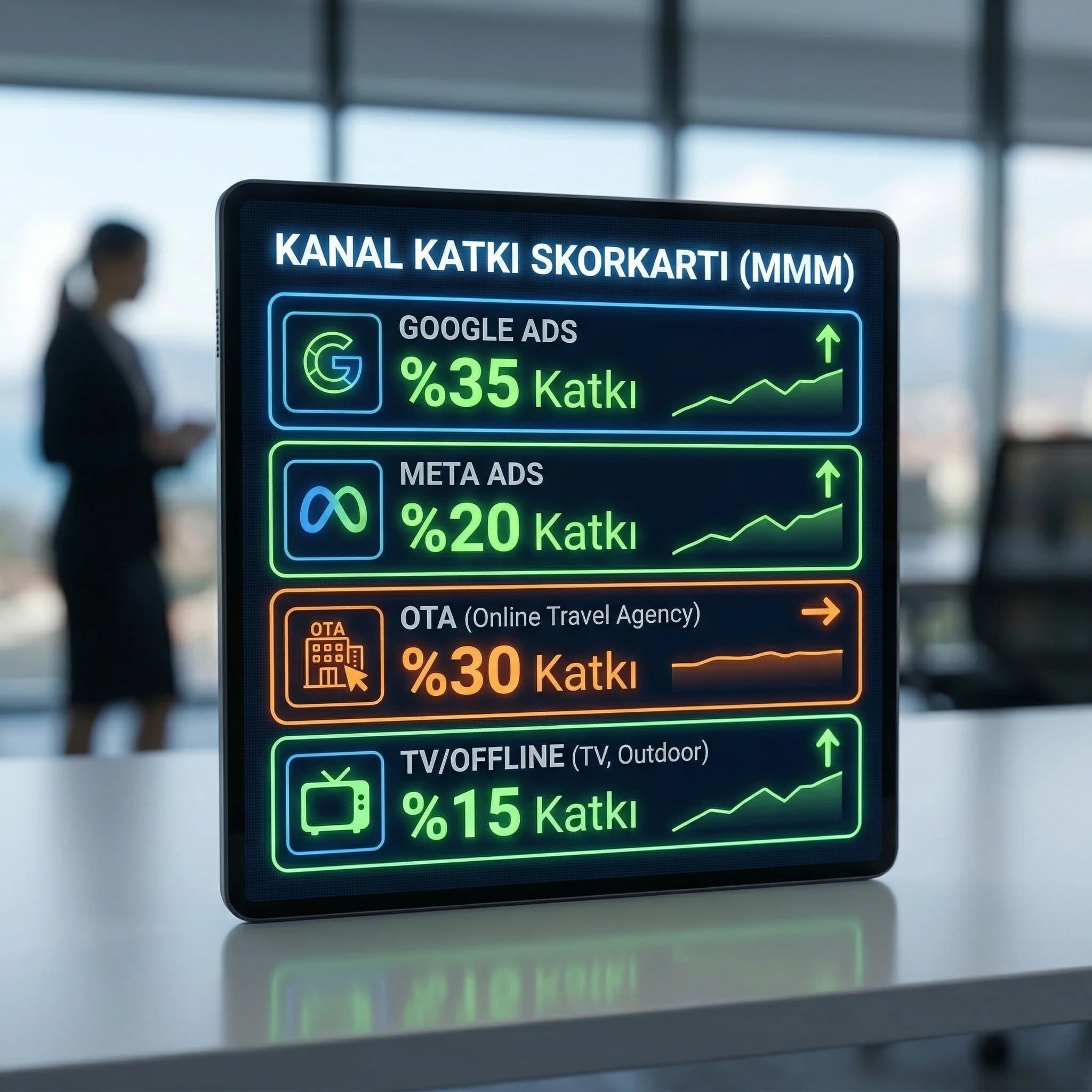 Kanal katkı scorecard’ı, MMM sonuçlarını yönetim için hızlı özetler