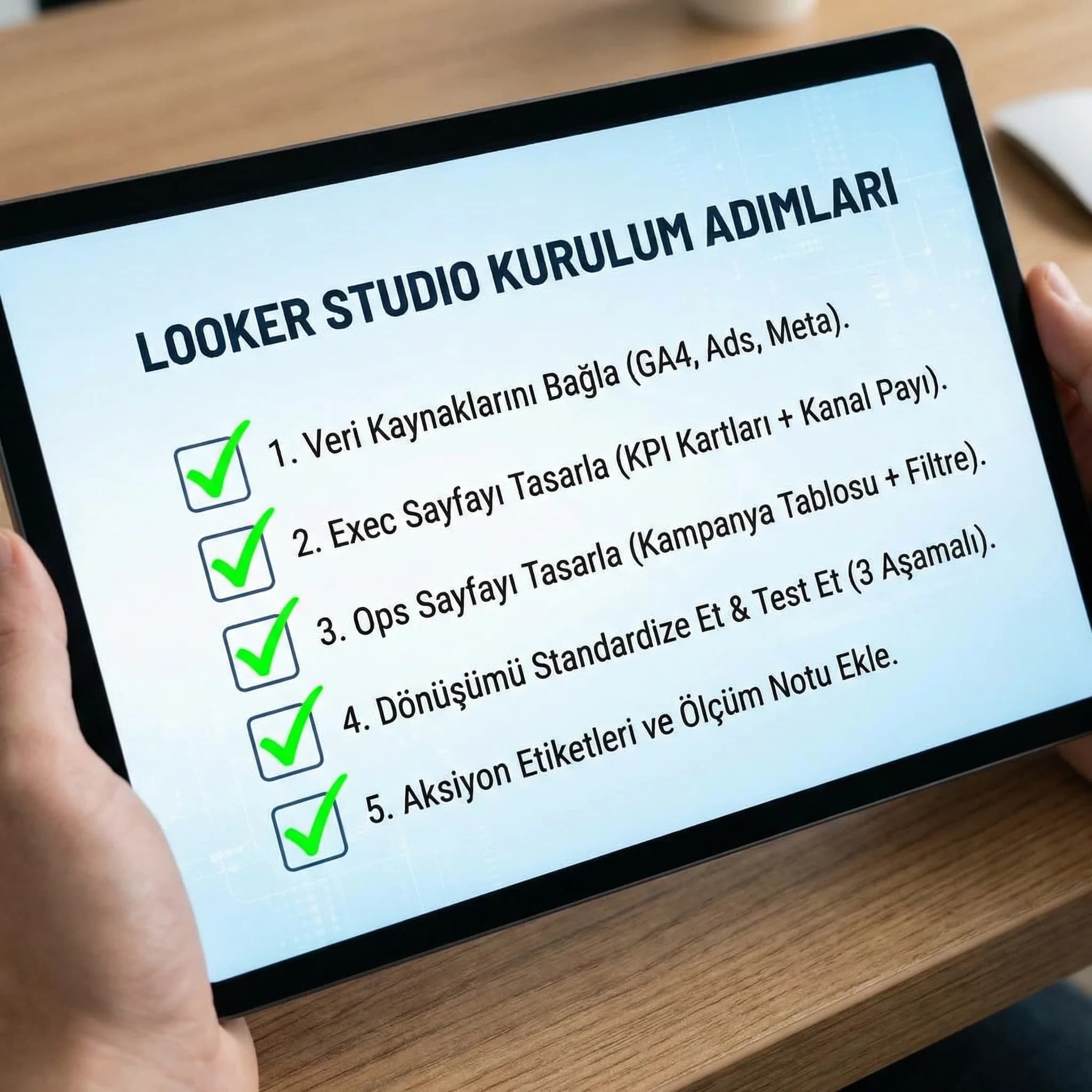 Dashboard checklist, otel reklam raporlamasında adım adım kurulum sağlar