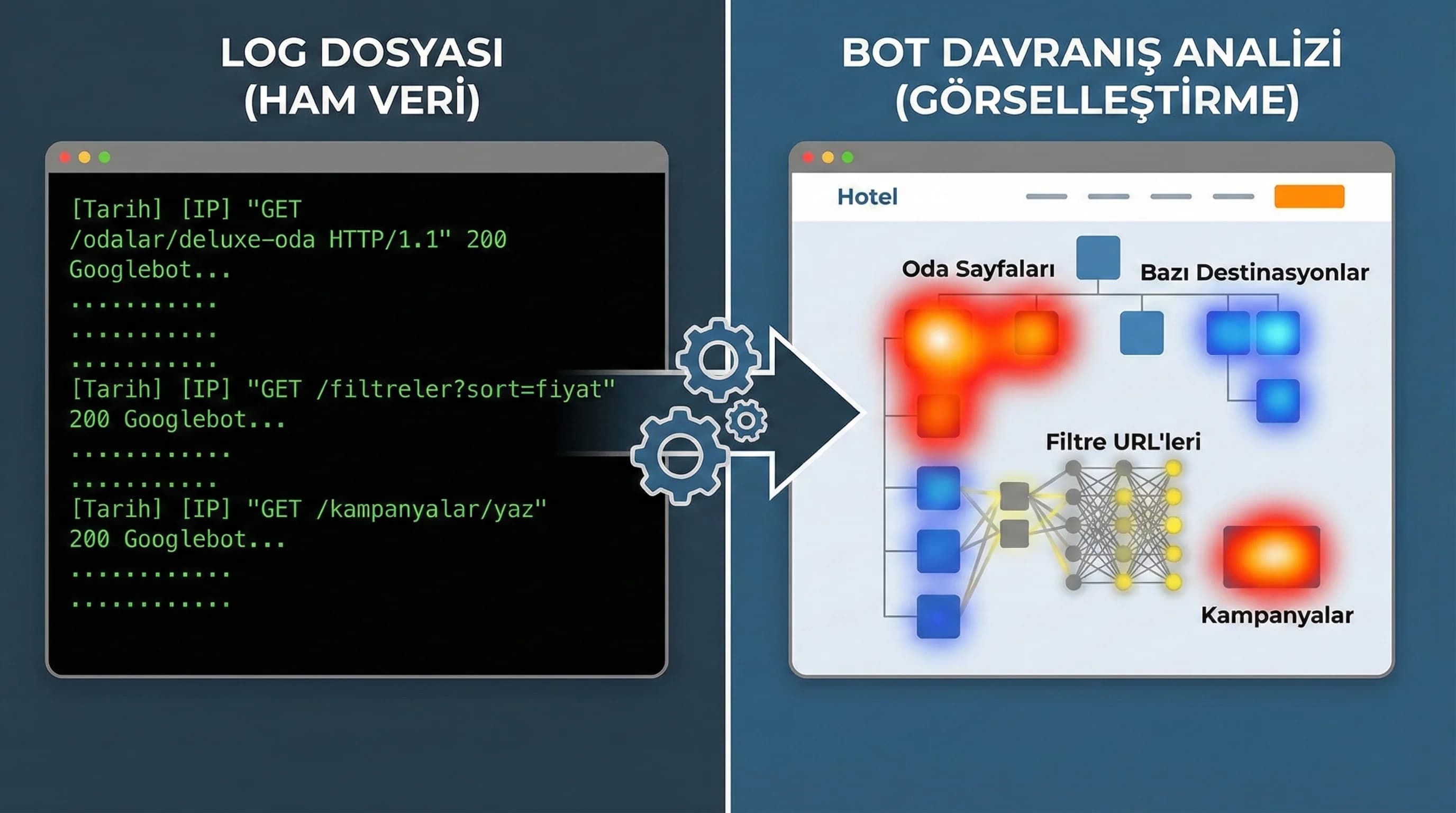 Sık taranan ve az taranan URL’leri karşılaştıran bağlam görseli