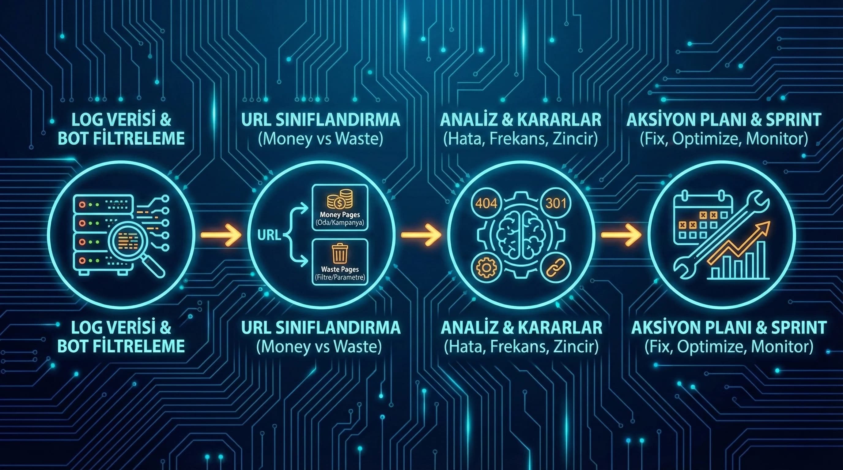 Log → sınıflandırma → aksiyon akışı diyagramı