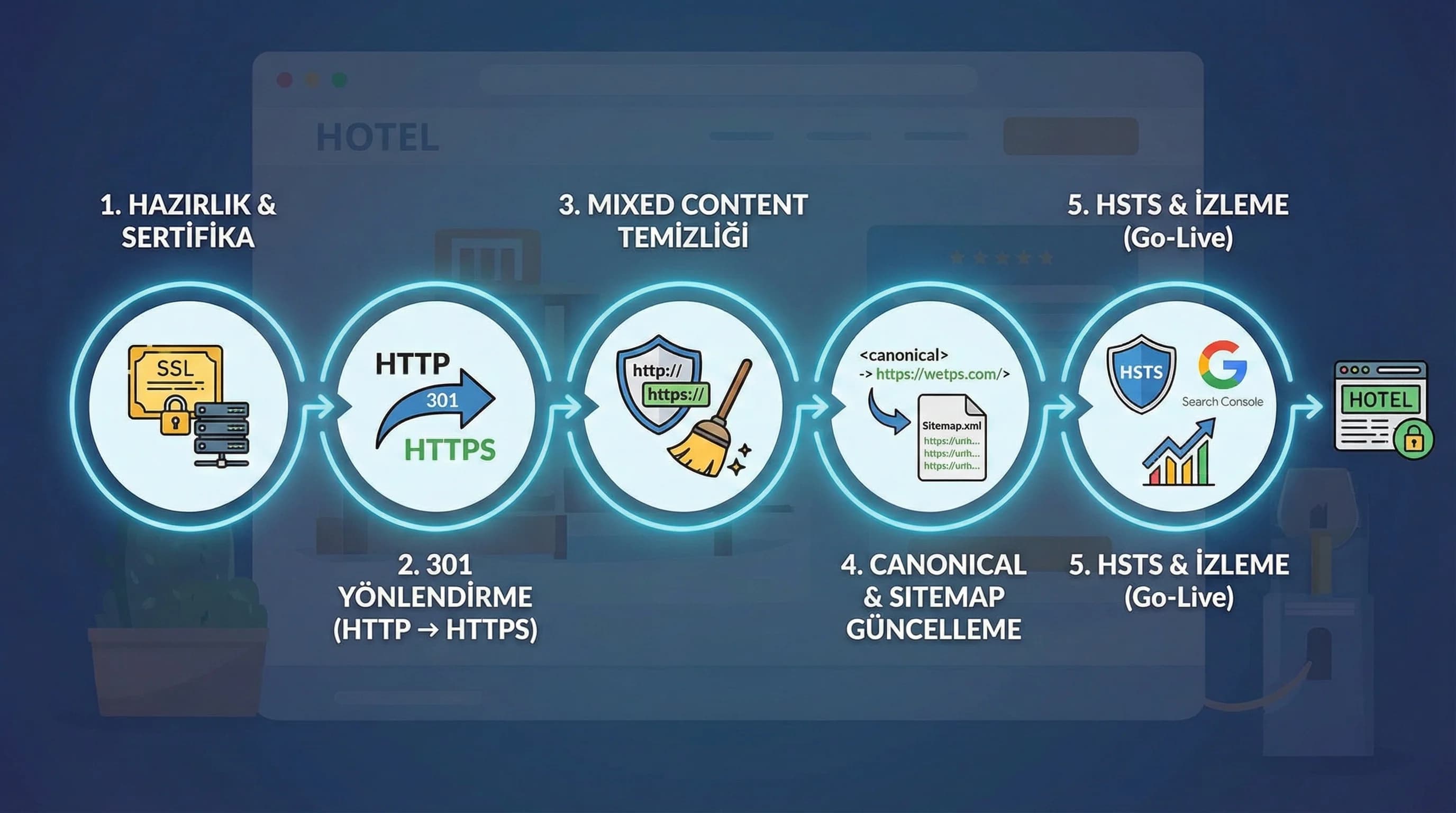 HTTP→HTTPS geçiş akışı diyagramı