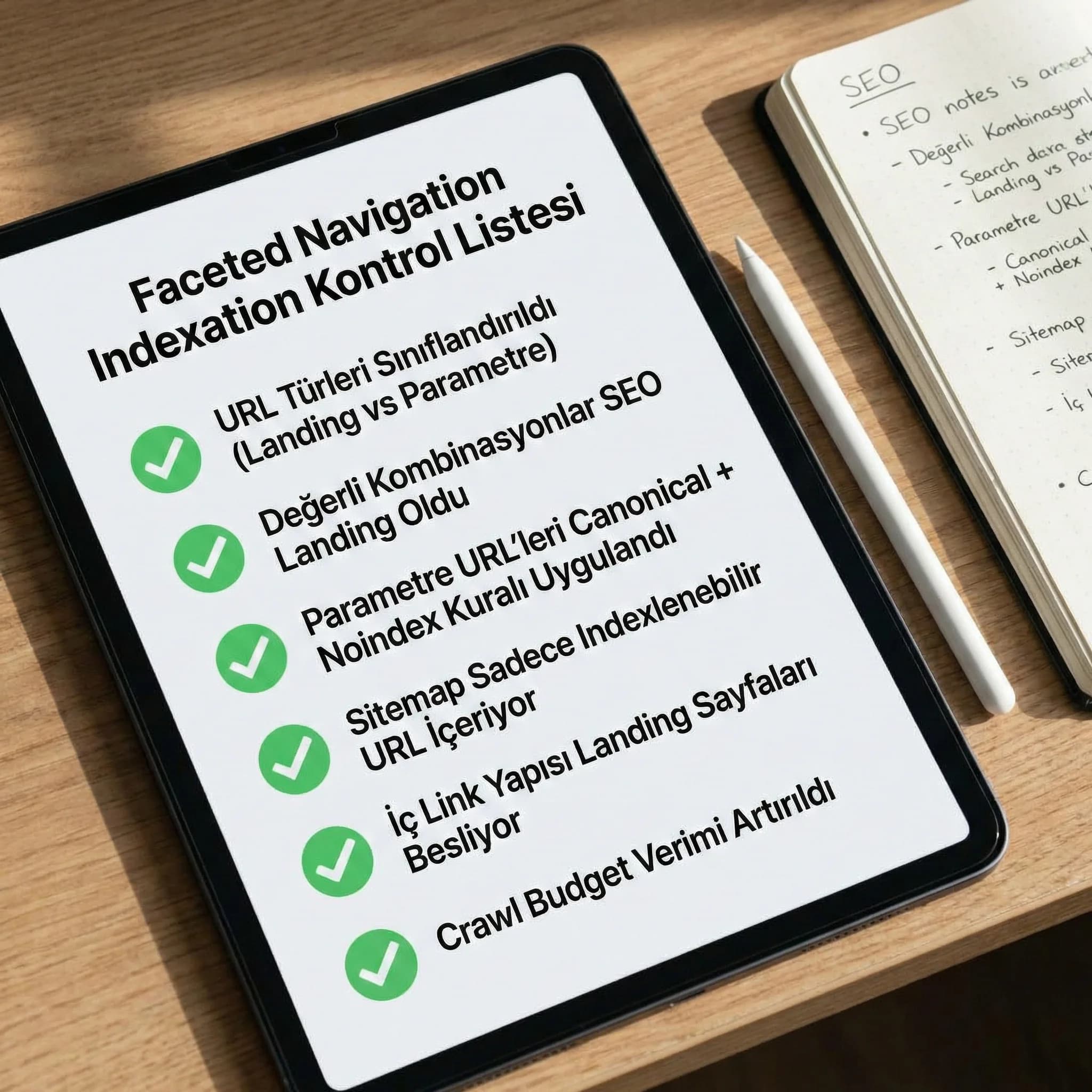 Indexation kontrol çerçevesi kartı, otel listeleme