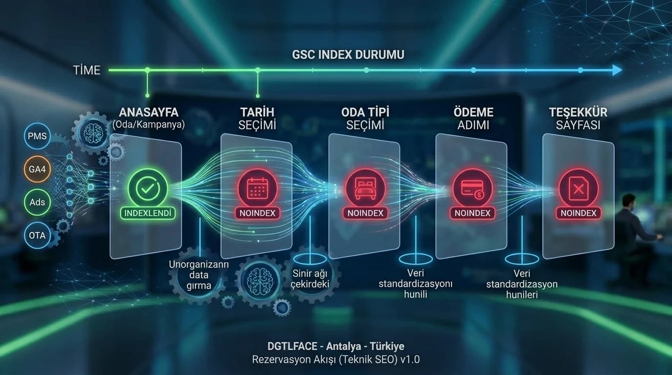 Rezervasyon akışı diyagramı: site→engine→teşekkür