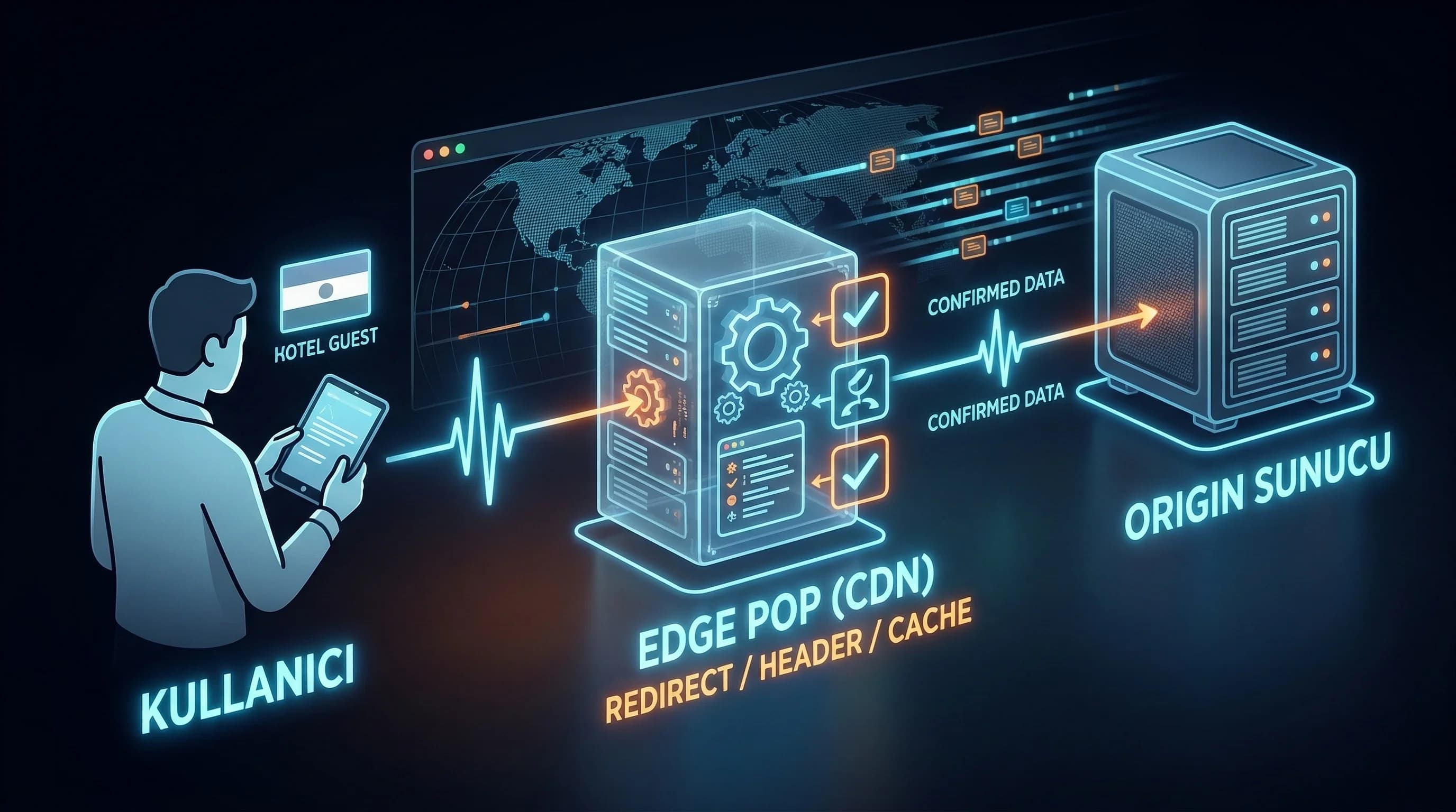Kullanıcı → edge → origin akışını gösteren bağlam görseli