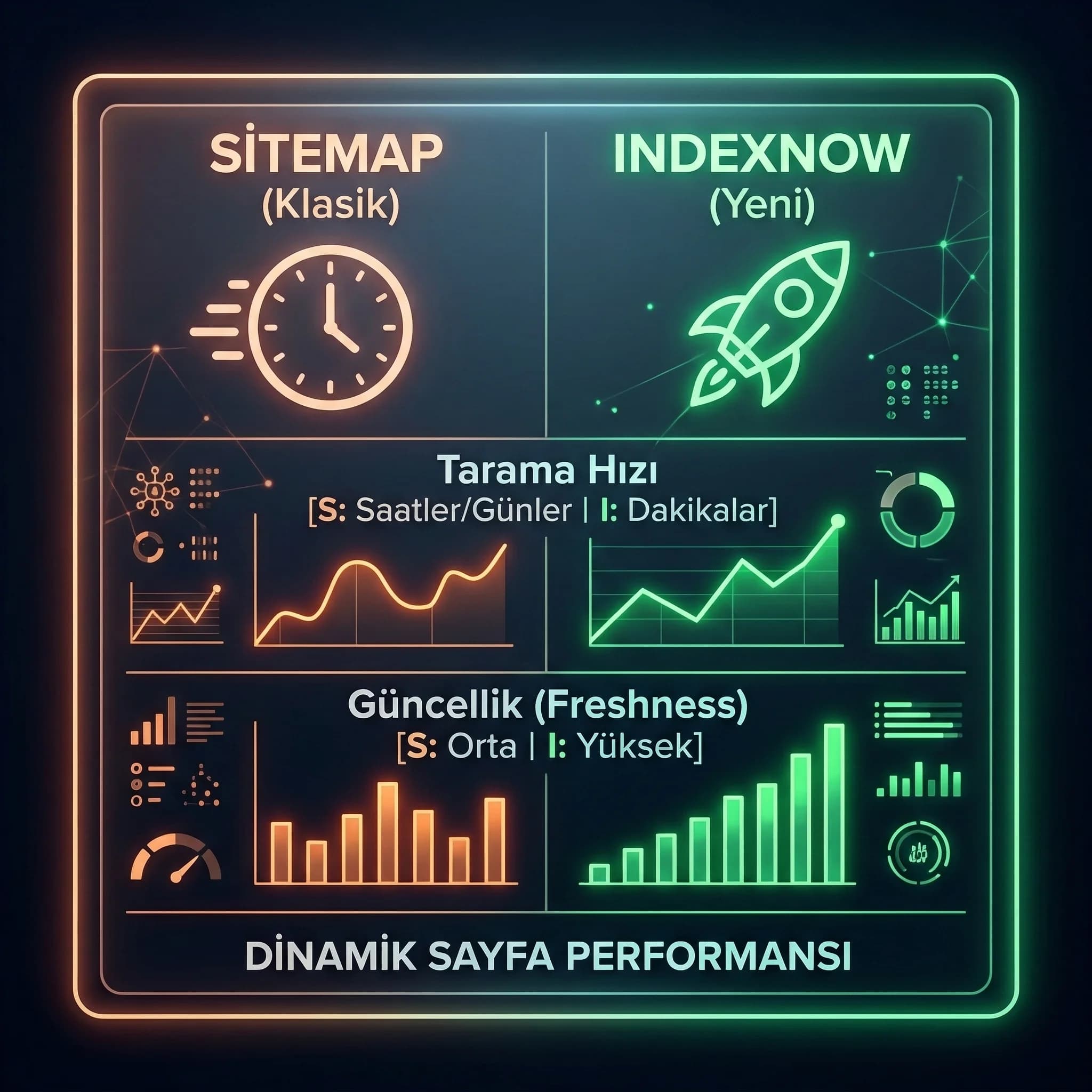 Tarama/güncelleme hızı KPI kartı, dinamik otel sayfaları