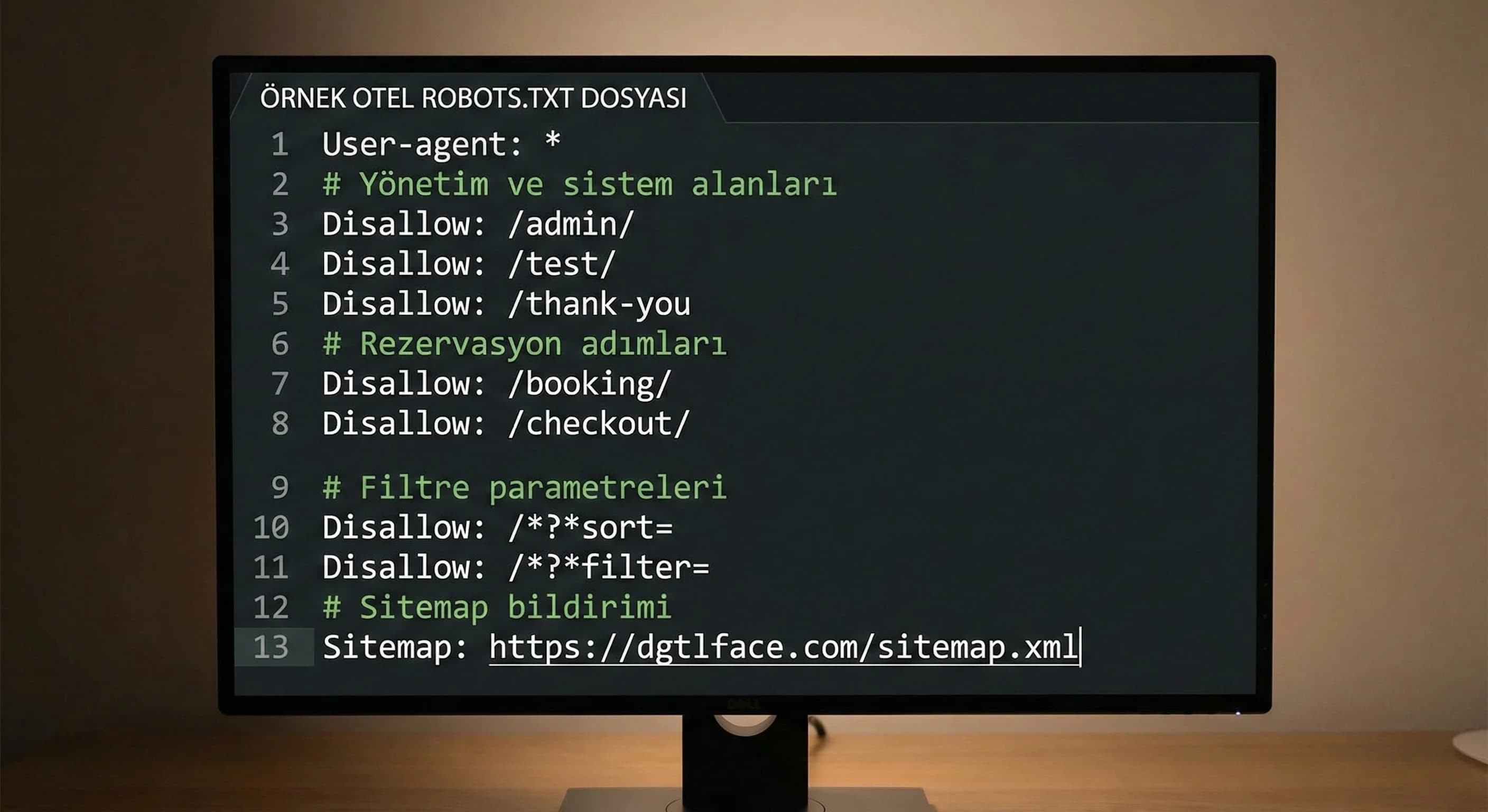 Örnek robots.txt (otel odaklı, güvenli başlangıç)
