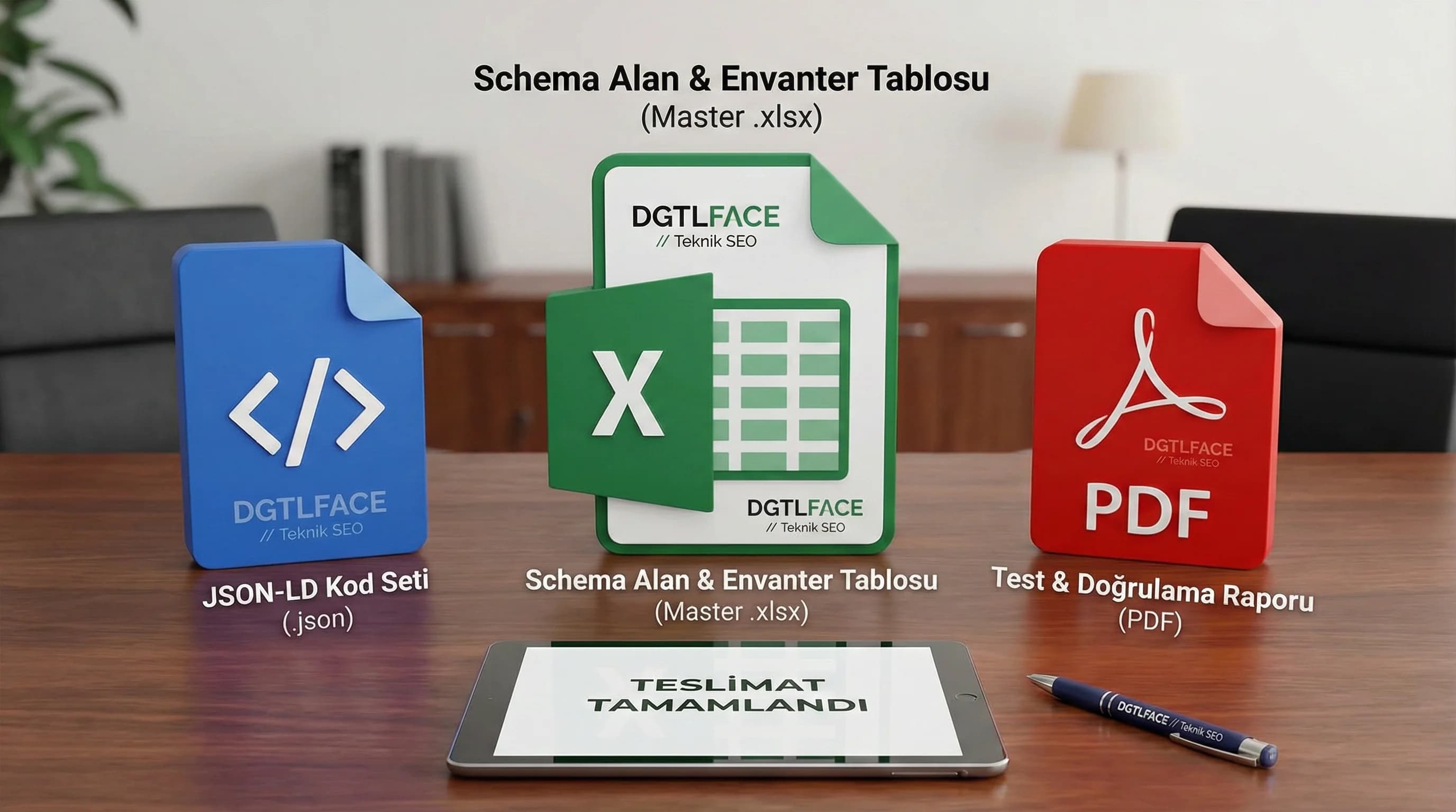 Teslimatlar: schema envanteri, JSON-LD seti, test raporu kartı