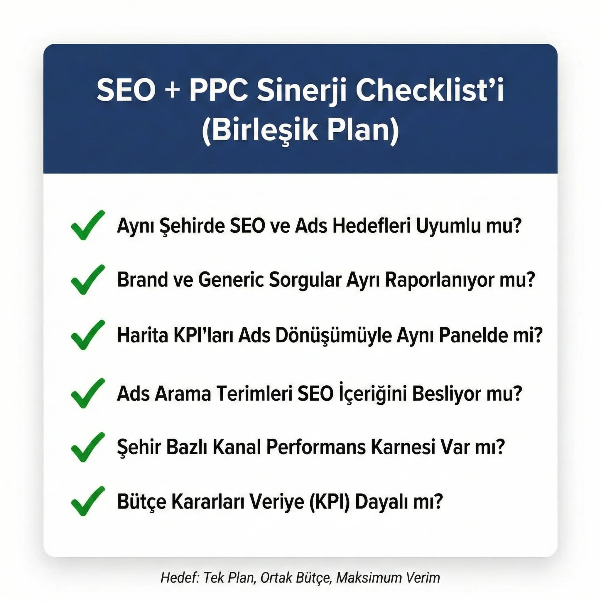 Sinerji checklist kartı