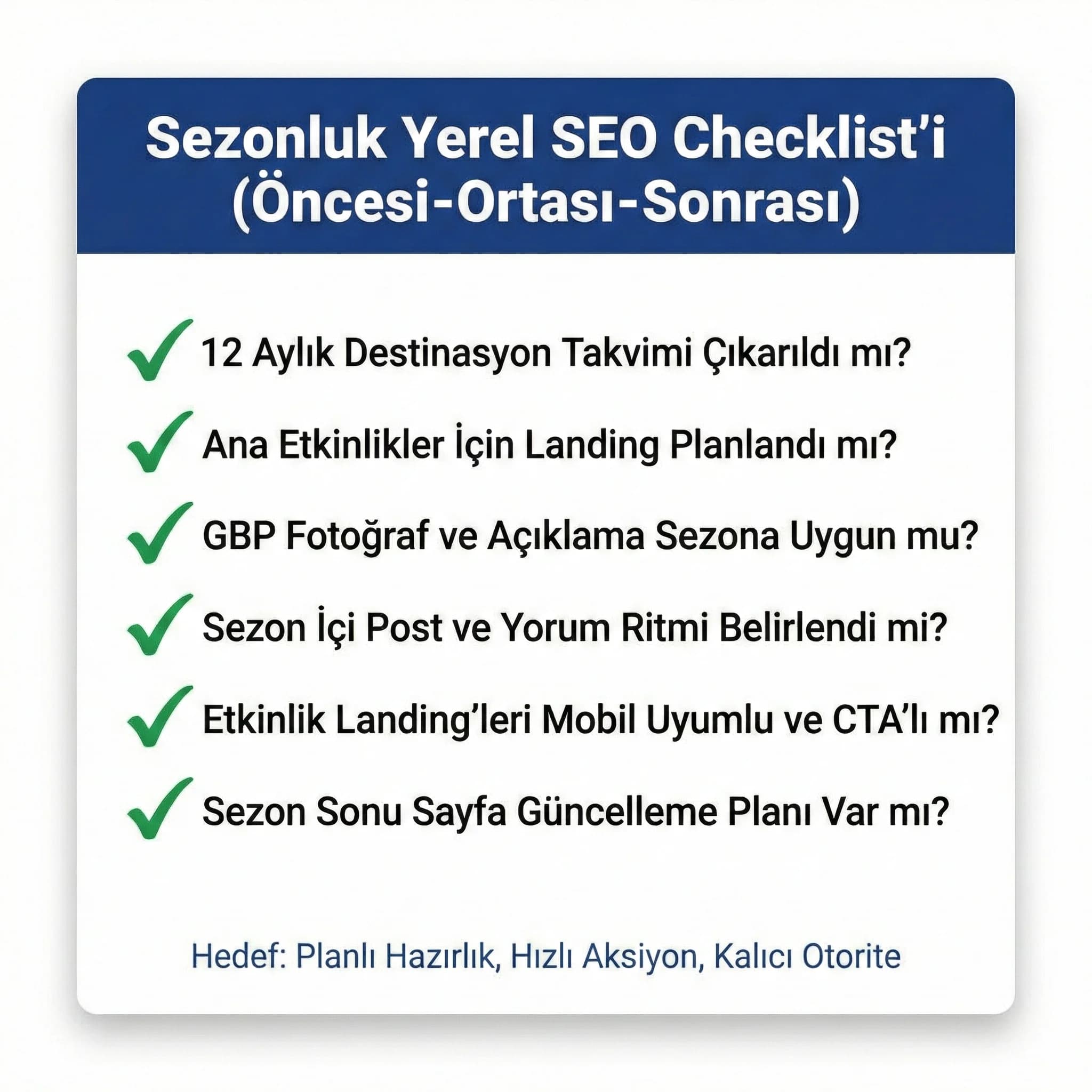 Sezon checklist kartı