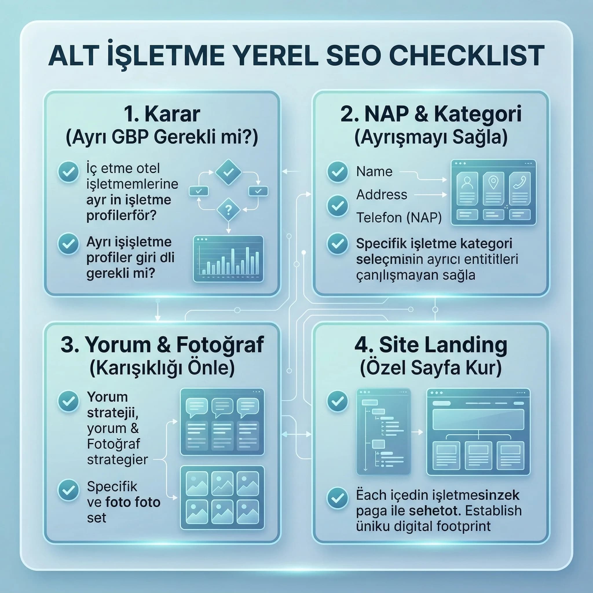 Alt işletme SEO checklist kartı