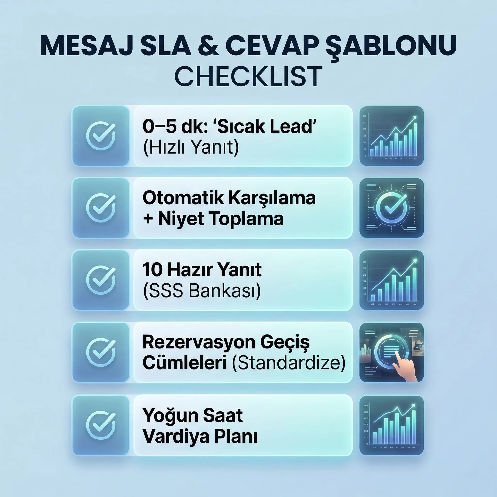 Mesaj SLA + cevap şablonu checklist kartı
