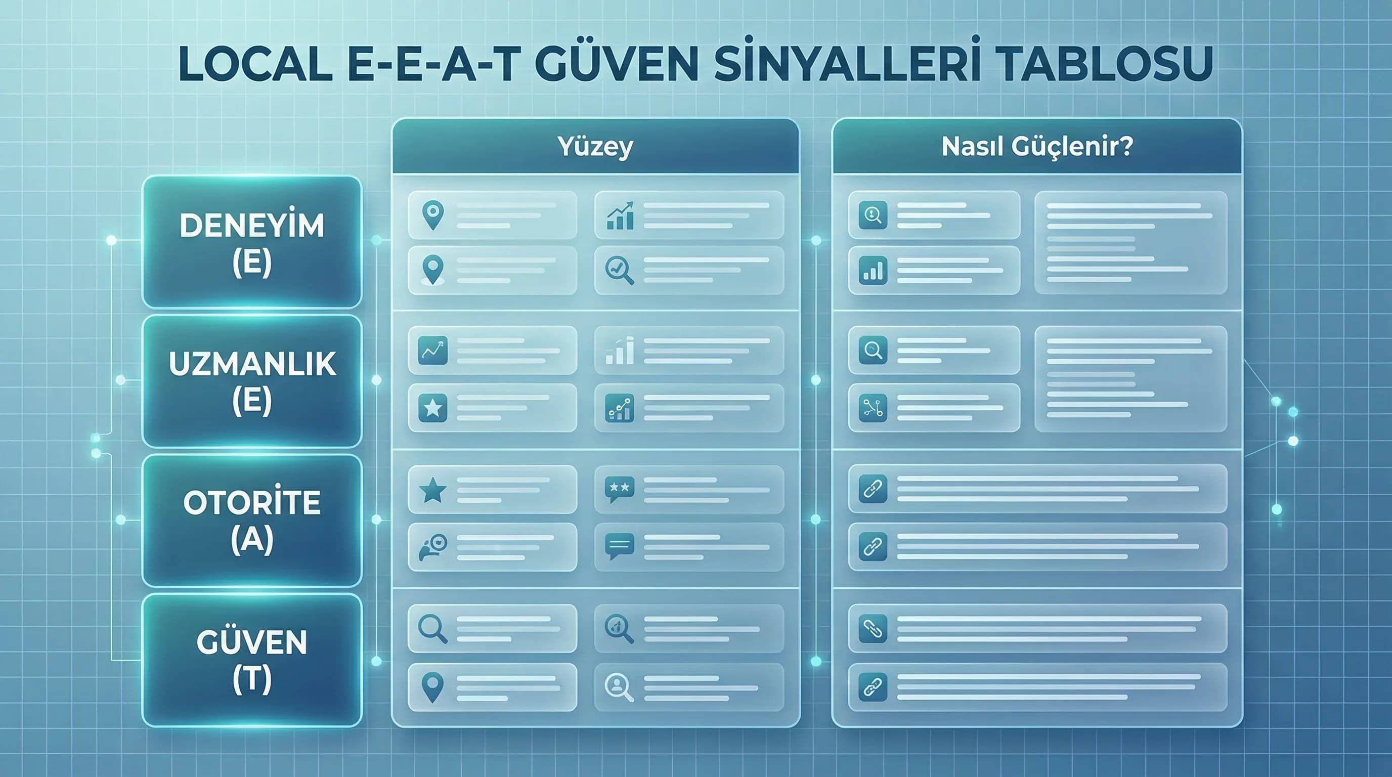 Local E-E-A-T sinyal tablosu mockup