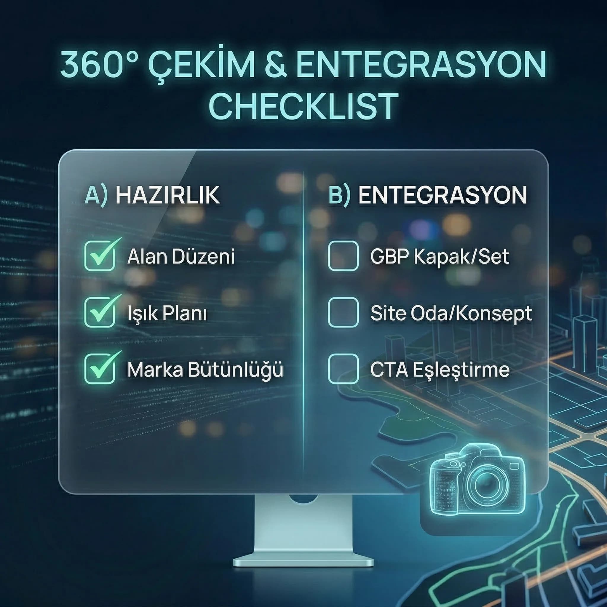 Çekim öncesi hazırlık checklist kartı