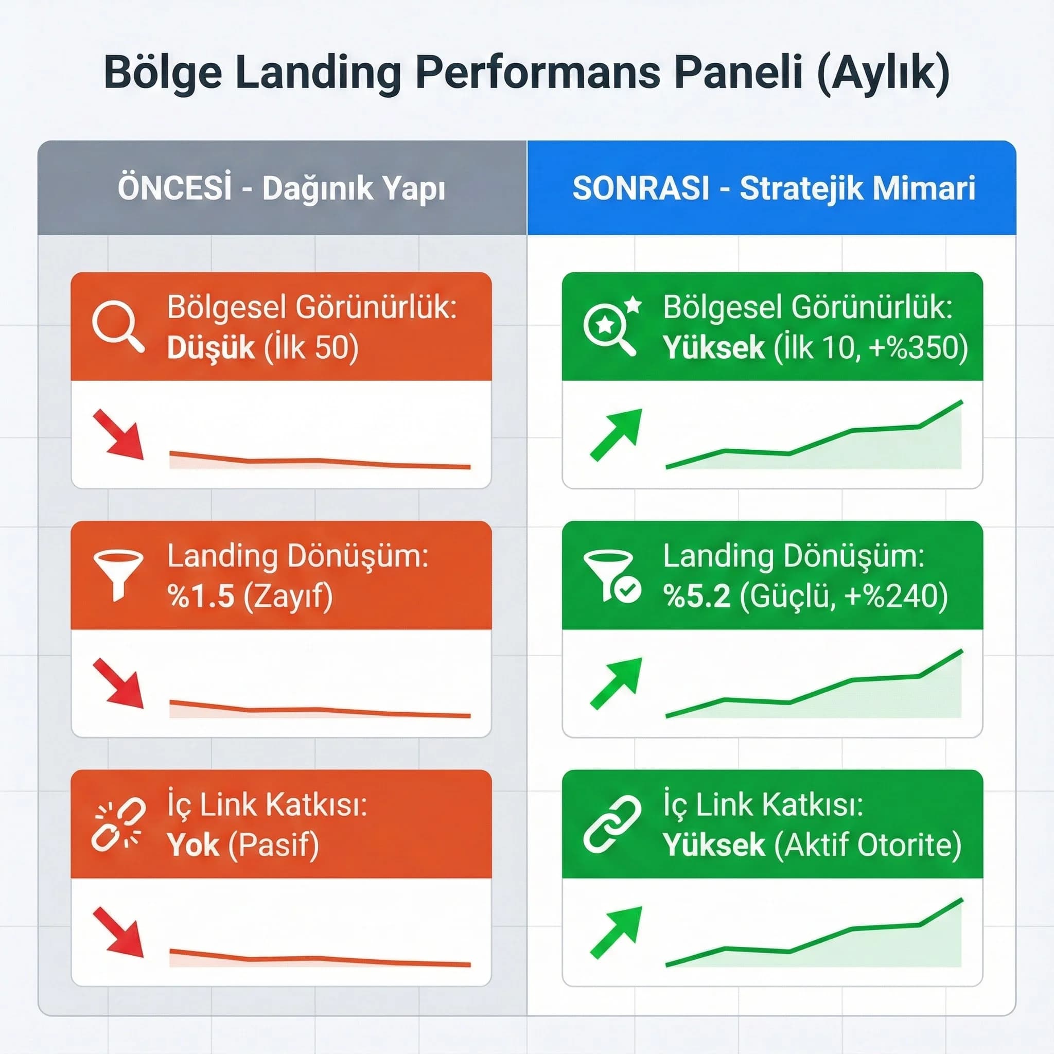 Bölge landing KPI paneli (görünürlük/lead)