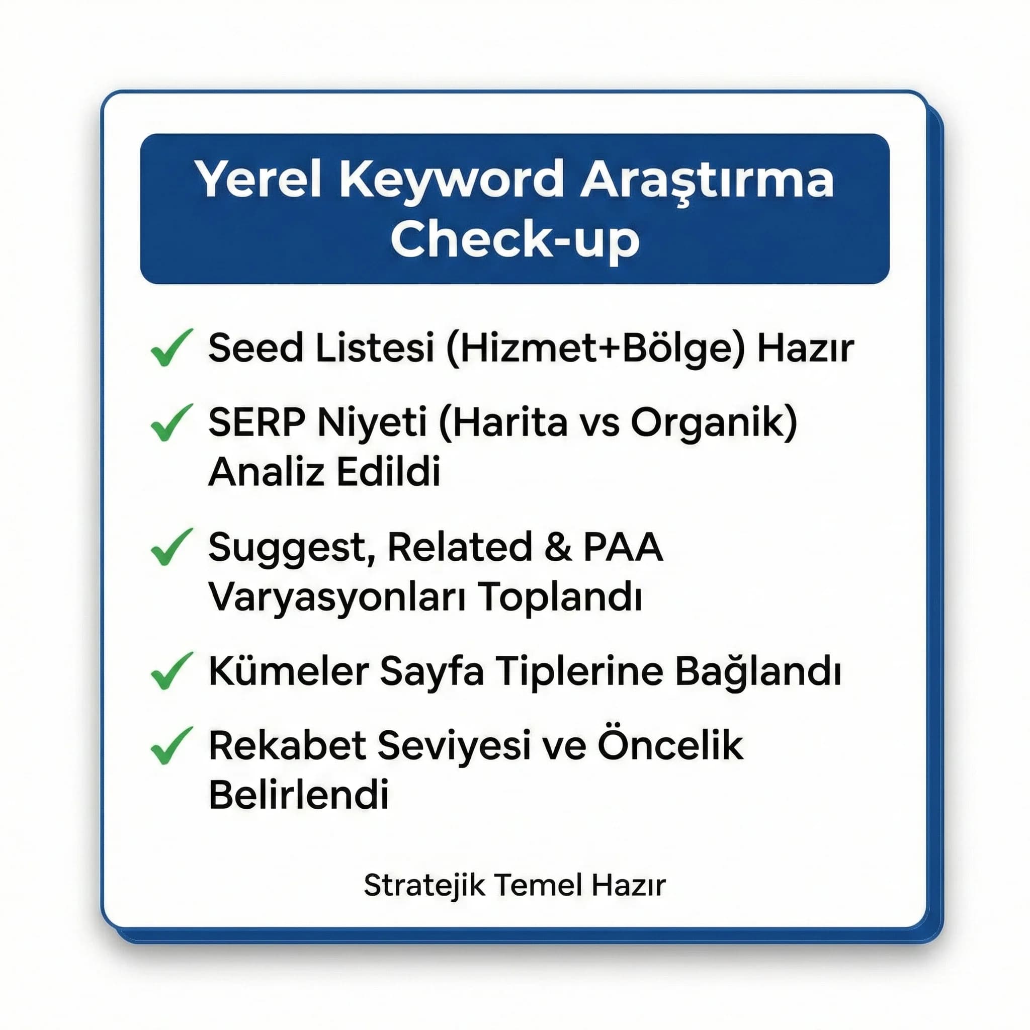 Yerel keyword araştırma checklist kartı