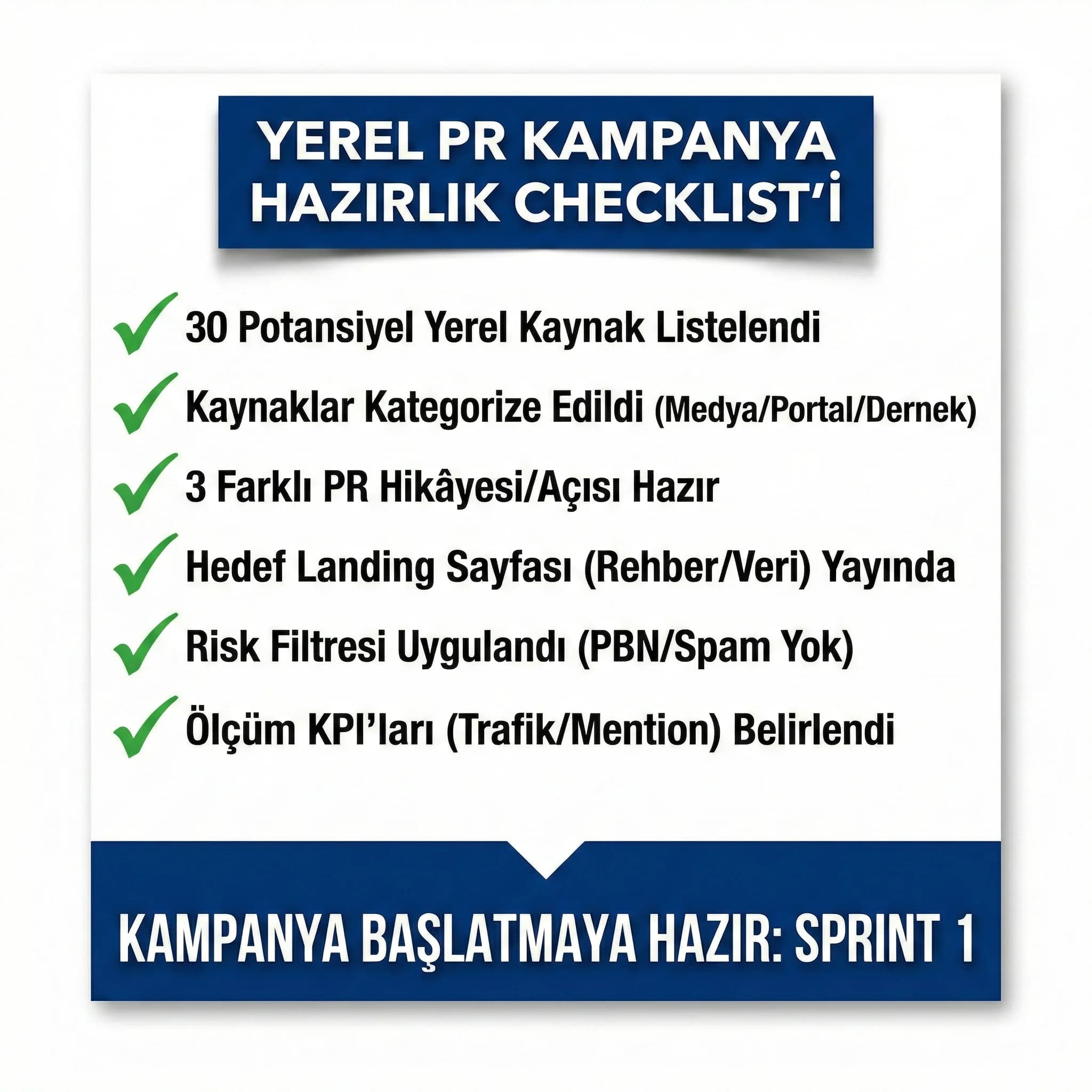 Kampanya checklist kartı