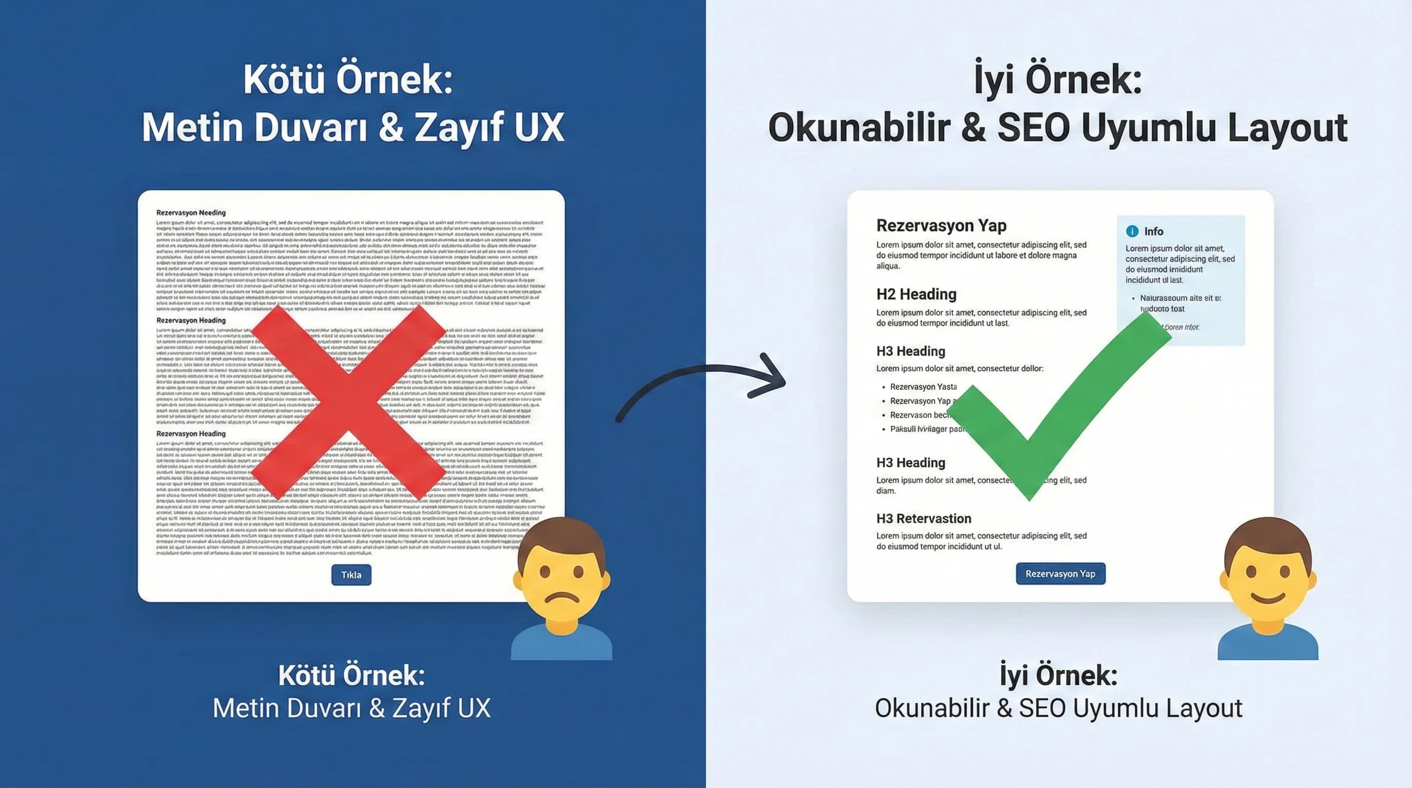 Okunabilirlik ve layout iyileştirme, rehber içerik düzeni örneği
