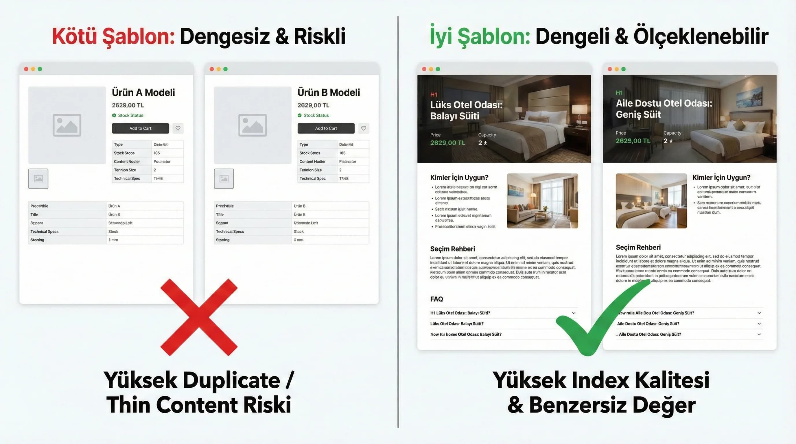 Dinamik ve editoryal alan dengesi, çok sayfalı yapı örneği
