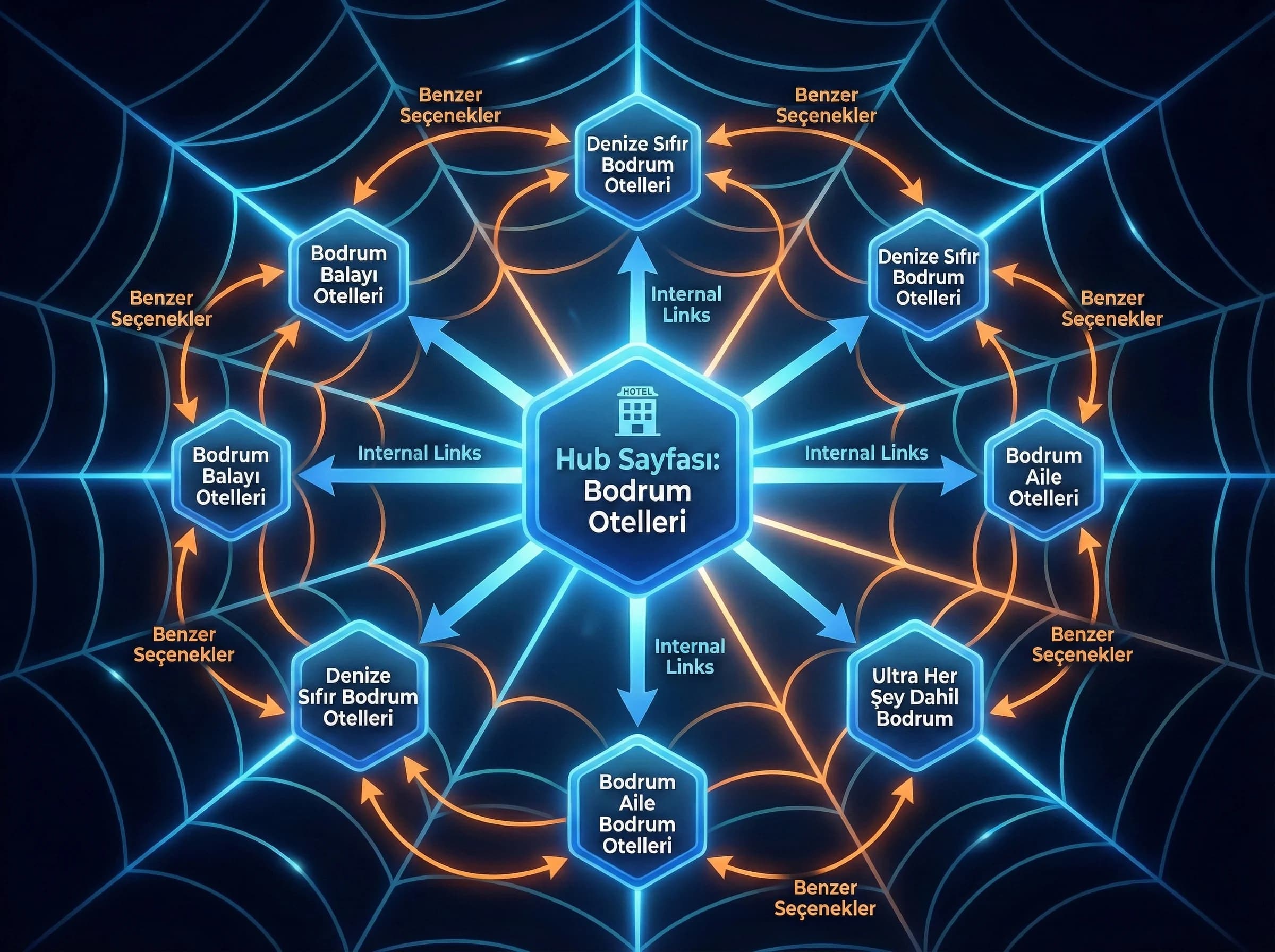 Programatik iç link ağı, hub–cluster navigasyon ayracı