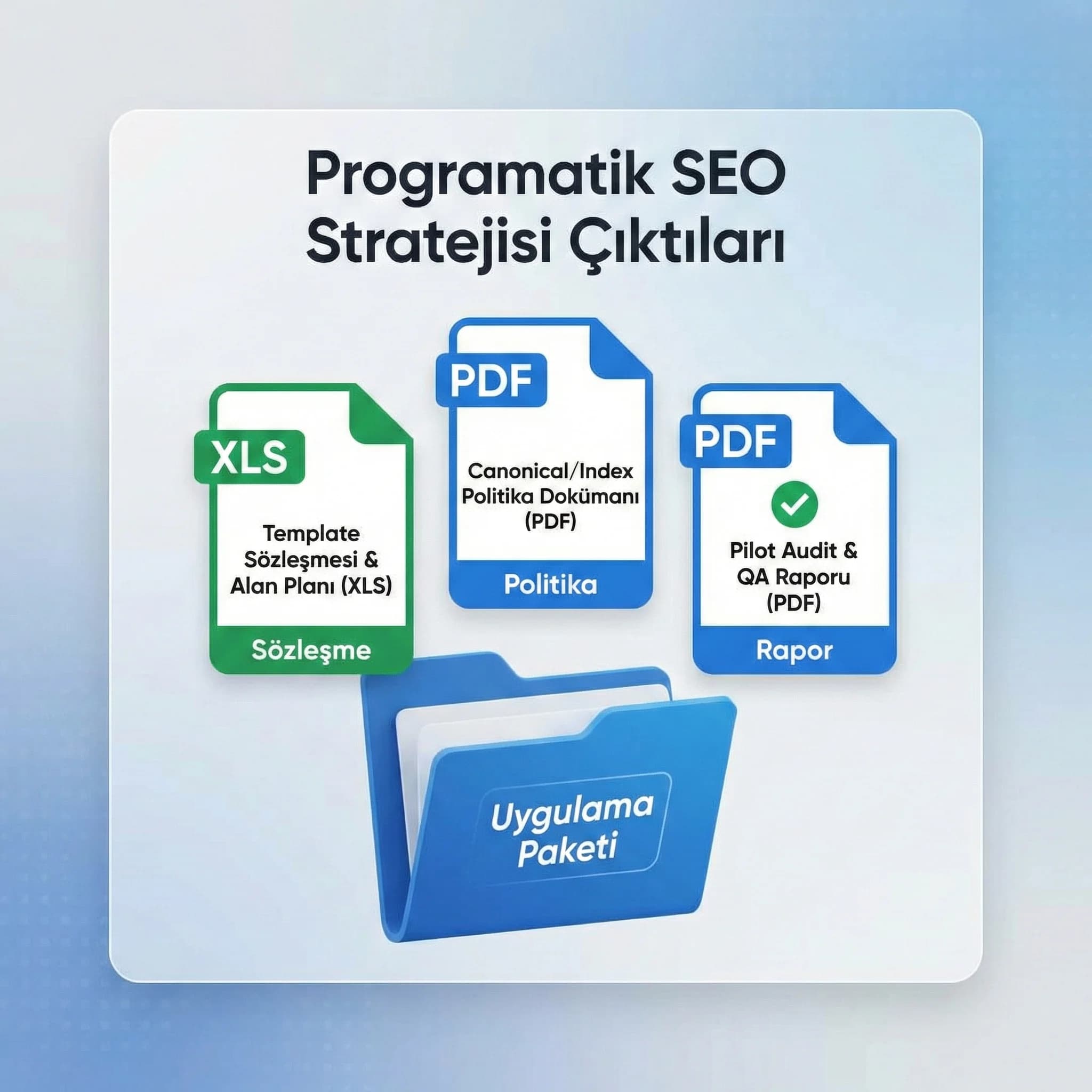 Programatik SEO deliverables kartı, template sözleşmesi ve audit çıktıları