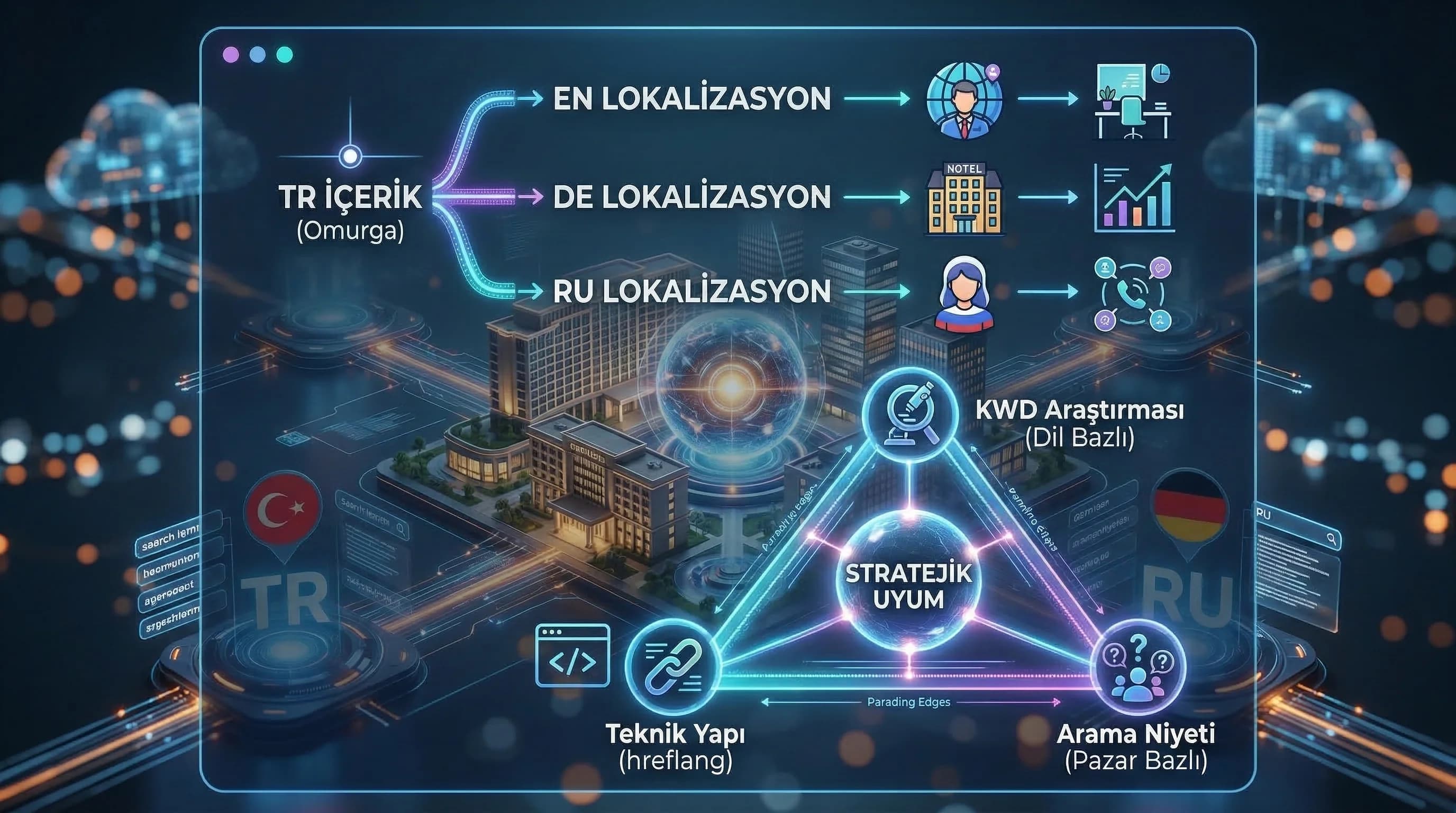 Keyword–intent–hreflang üçgeni, TR EN DE RU içerik planı