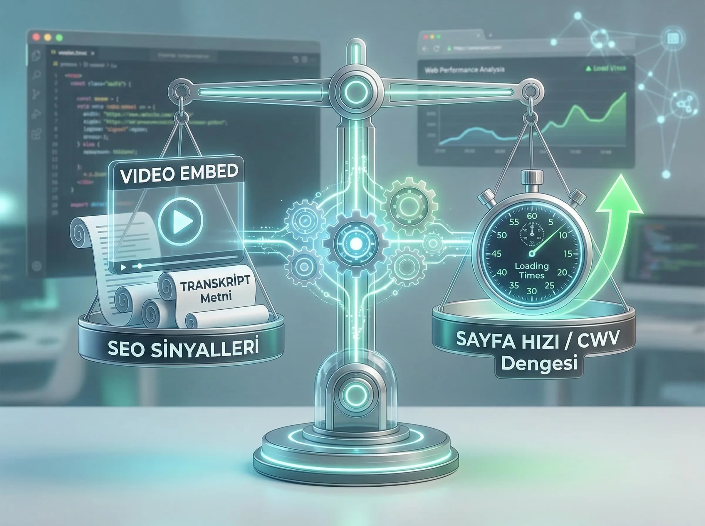 Embed ve transkript ile SEO bağlama, hız ve CWV dengesi