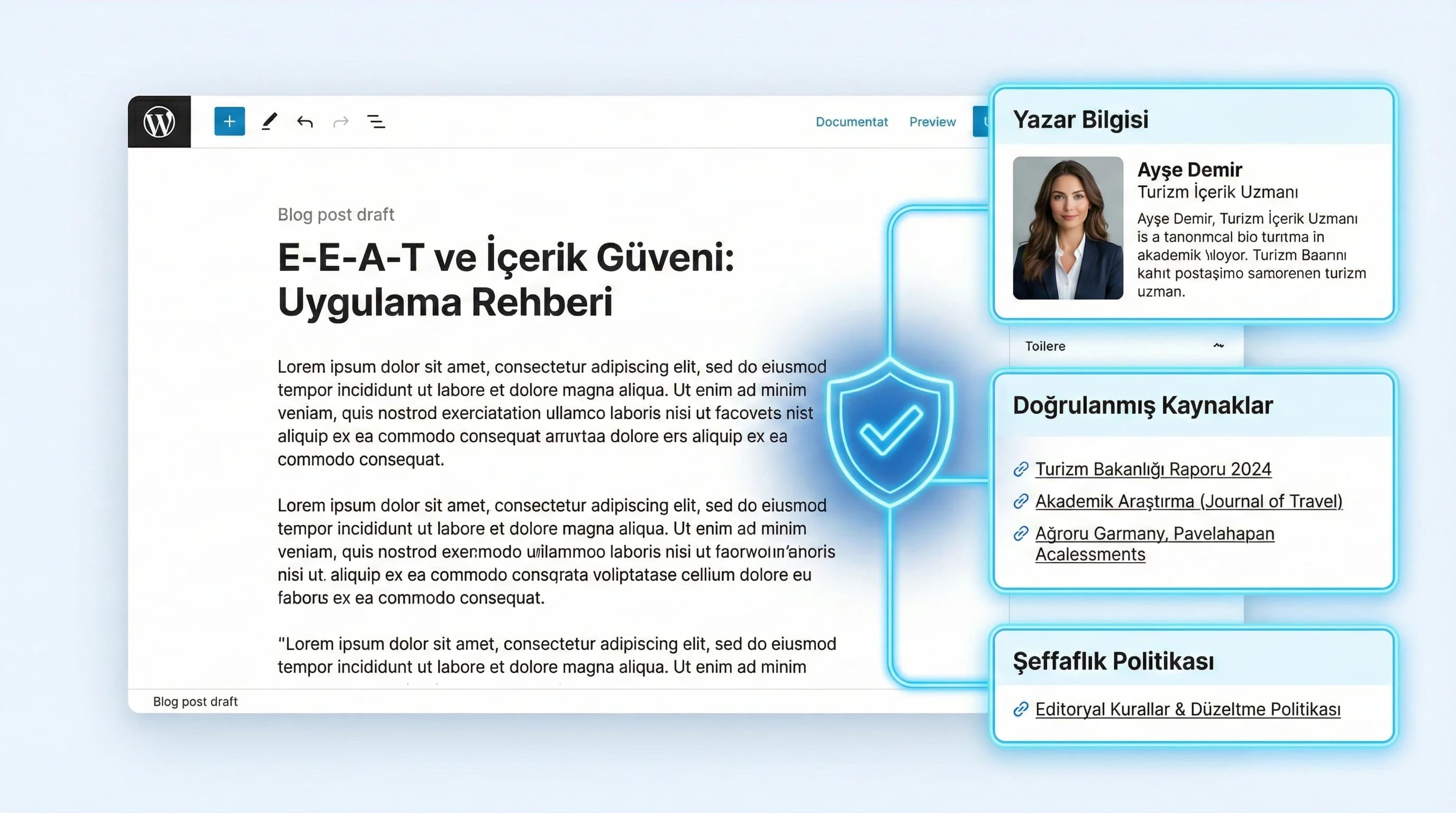 Yazar ve kaynak şeffaflığı, içerik güvenini artıran yapı örneği