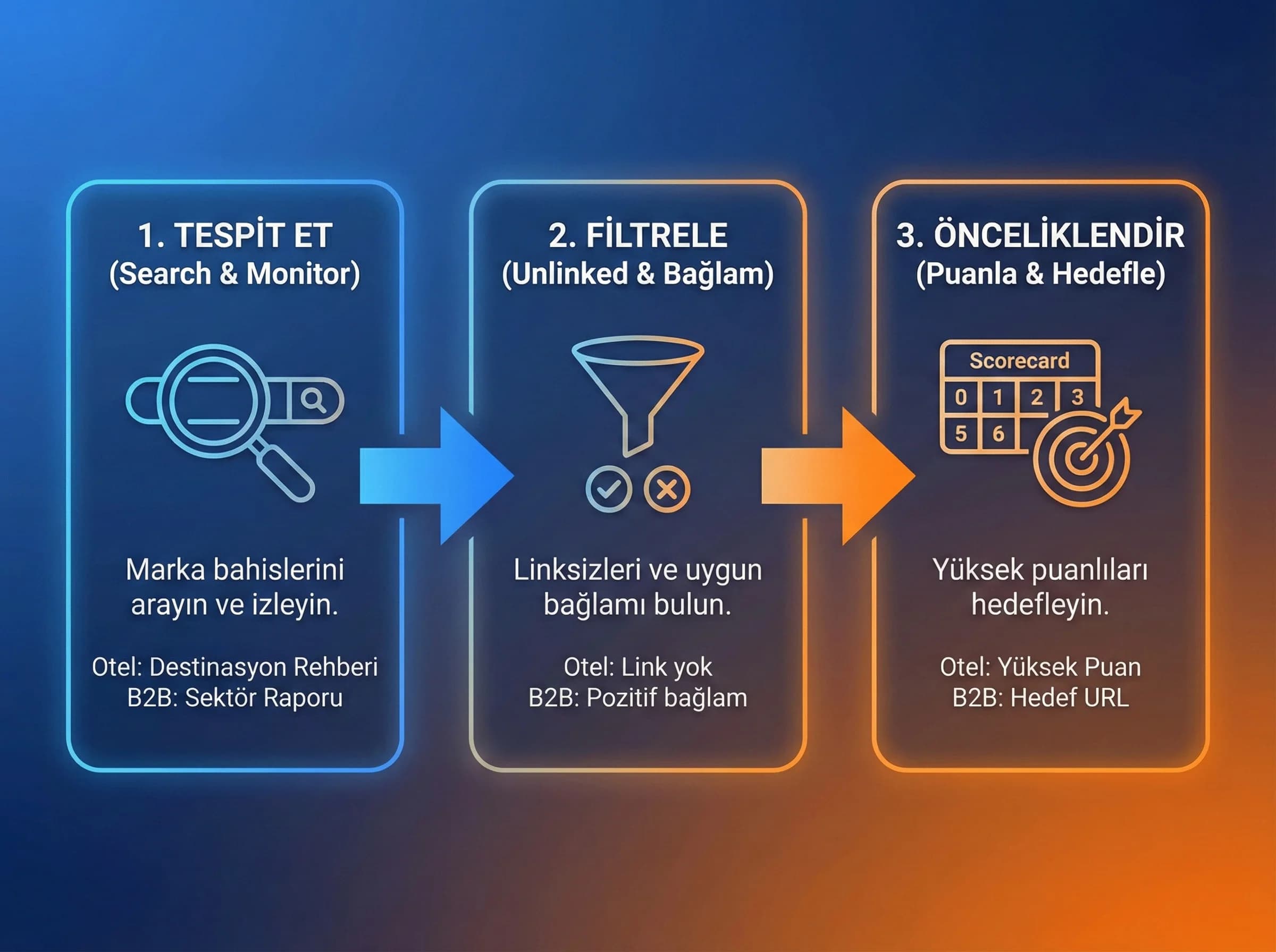 Mention tespiti süreci + filtreleme + otel ve B2B bağlamı