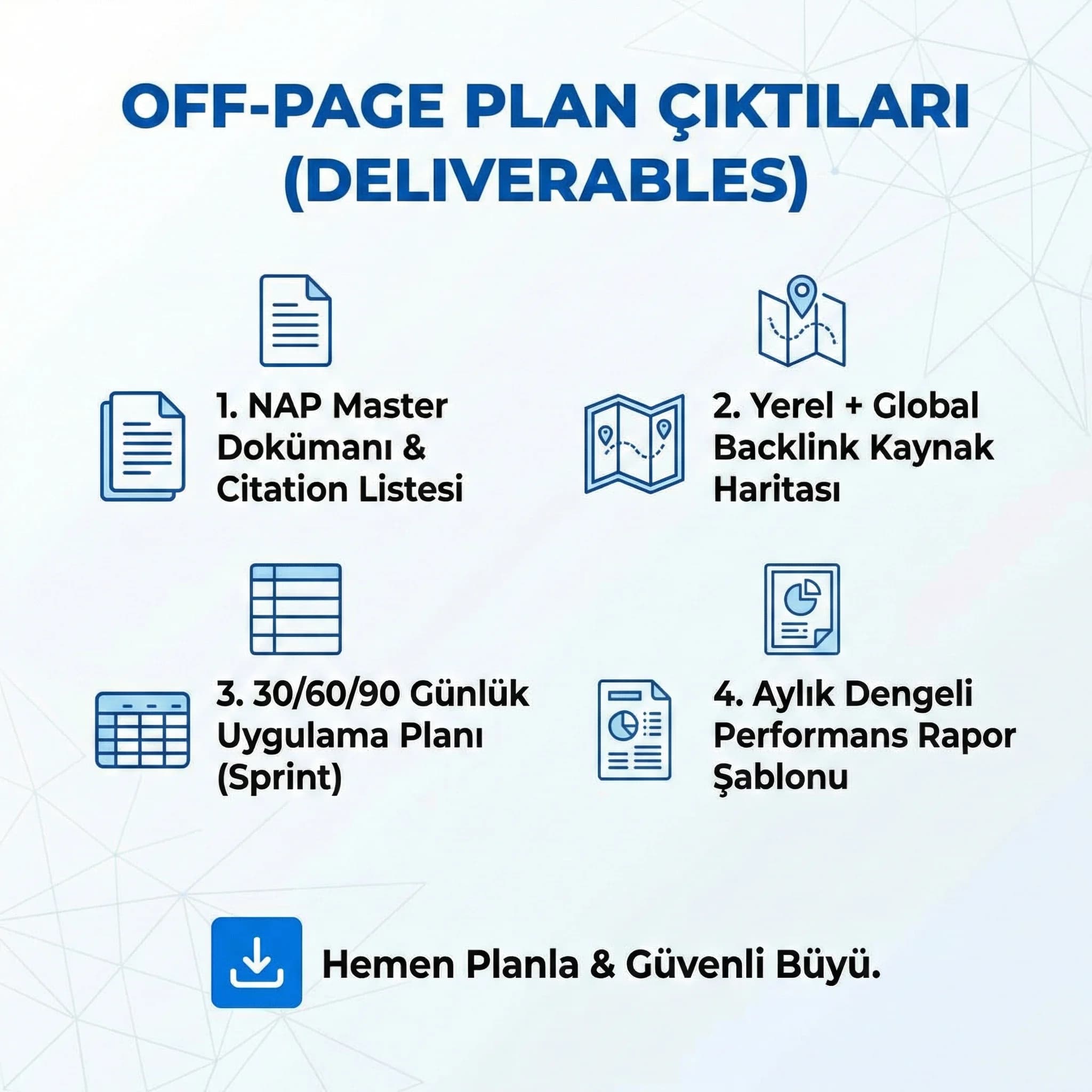 Off-page plan deliverables, citation listesi ve backlink haritası