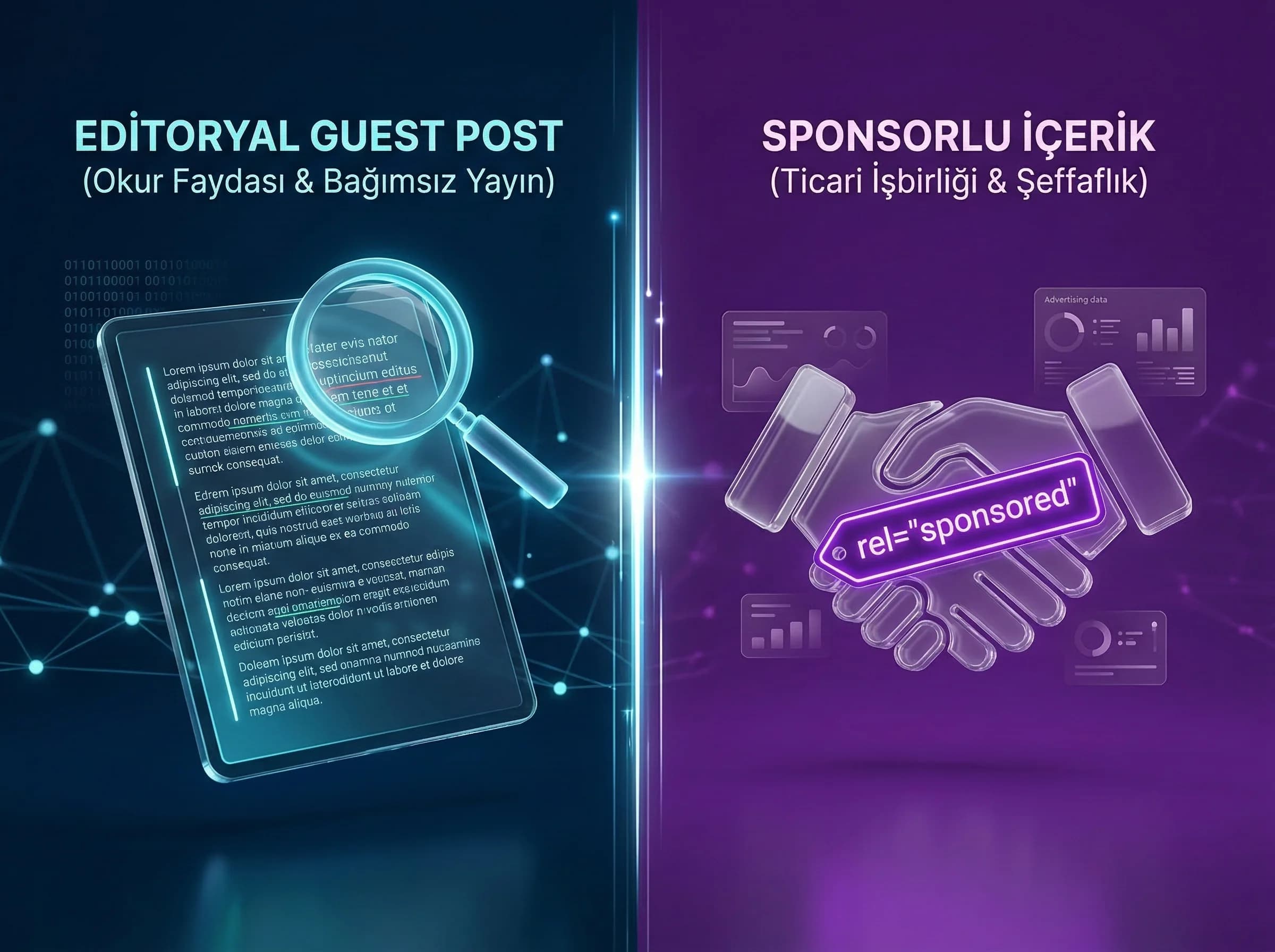 Editorial vs sponsorlu guest post karşılaştırması, karar ayracı