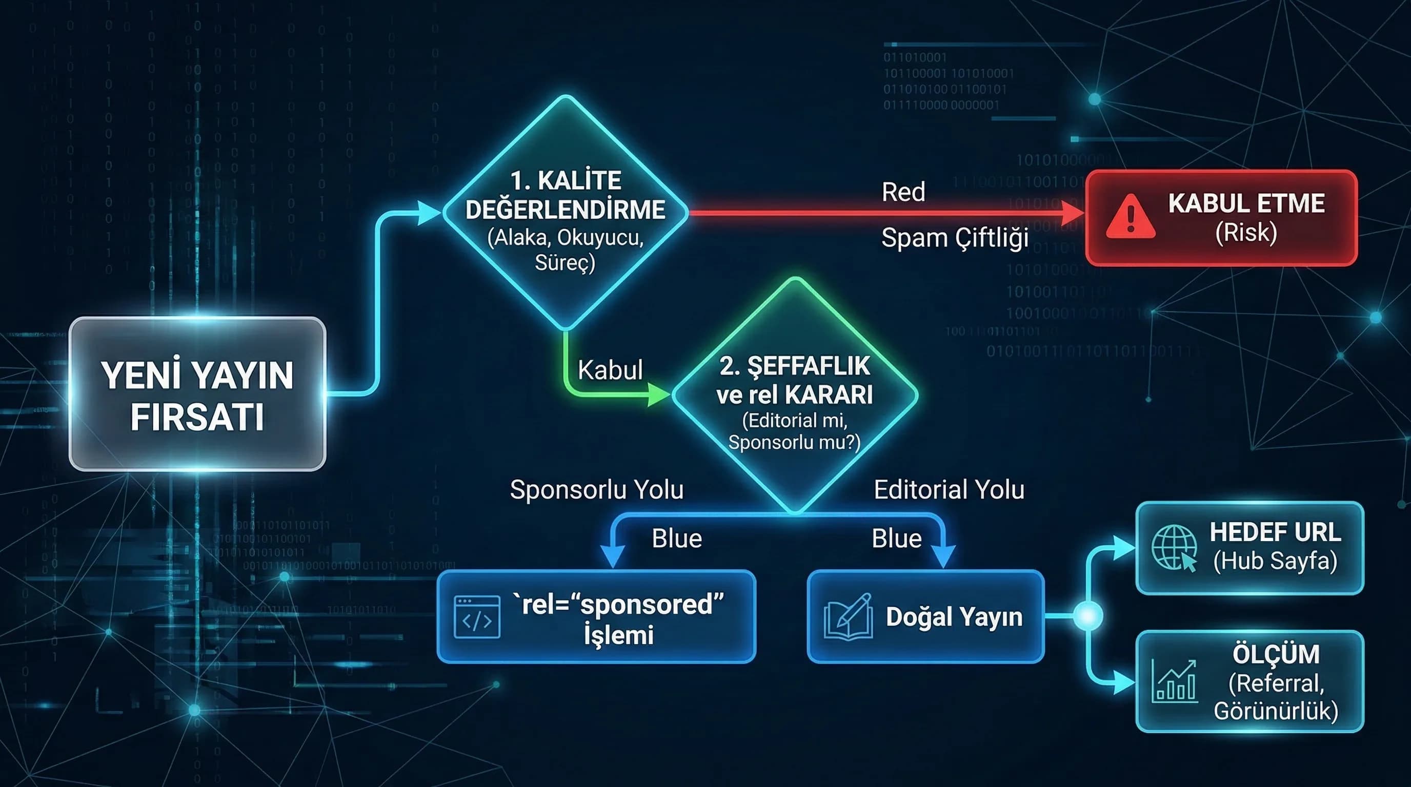 Guest post karar akışı: kalite, şeffaflık, hedef URL, ölçüm